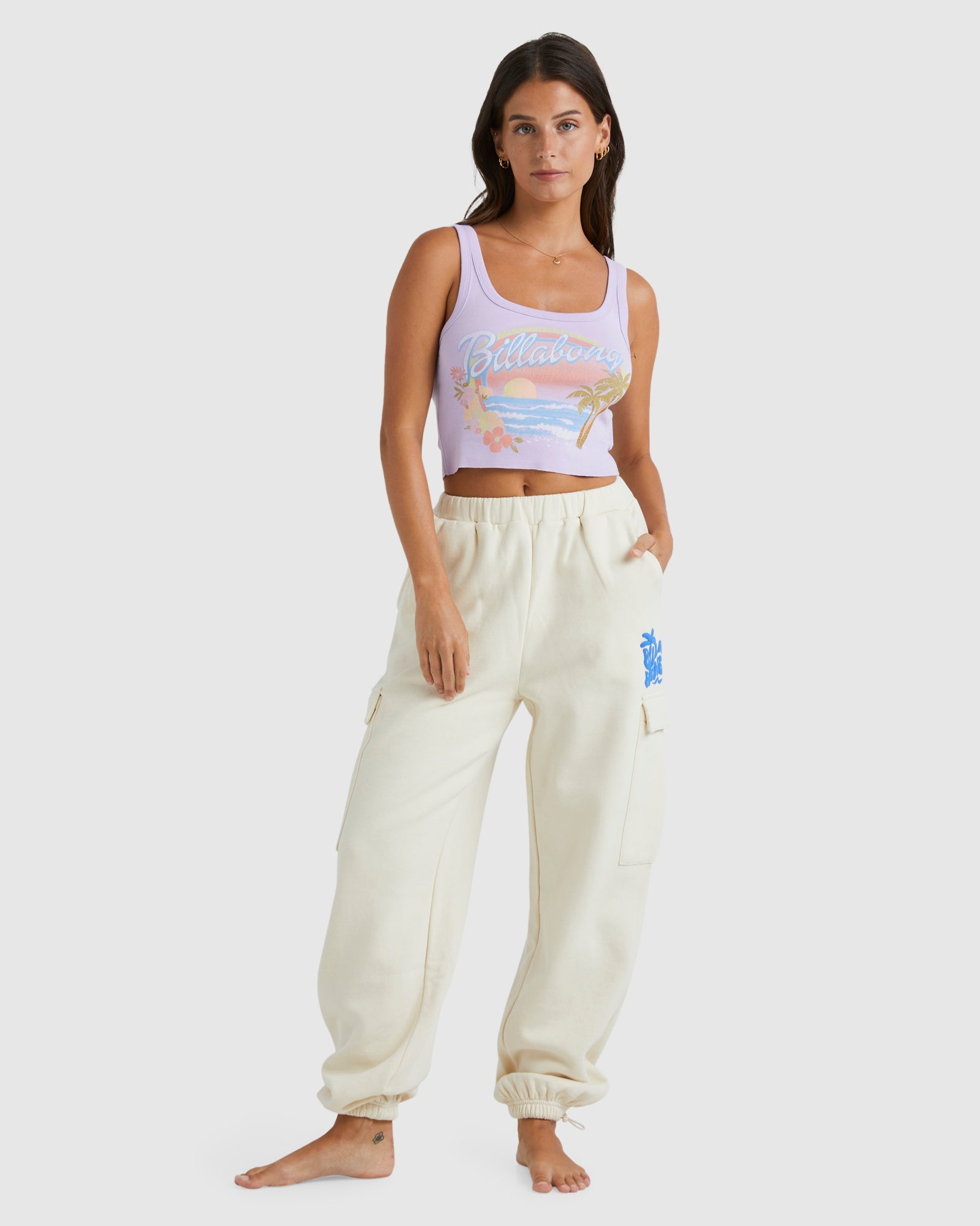 Womens Palm Life Trackpants White Cap - Image 1