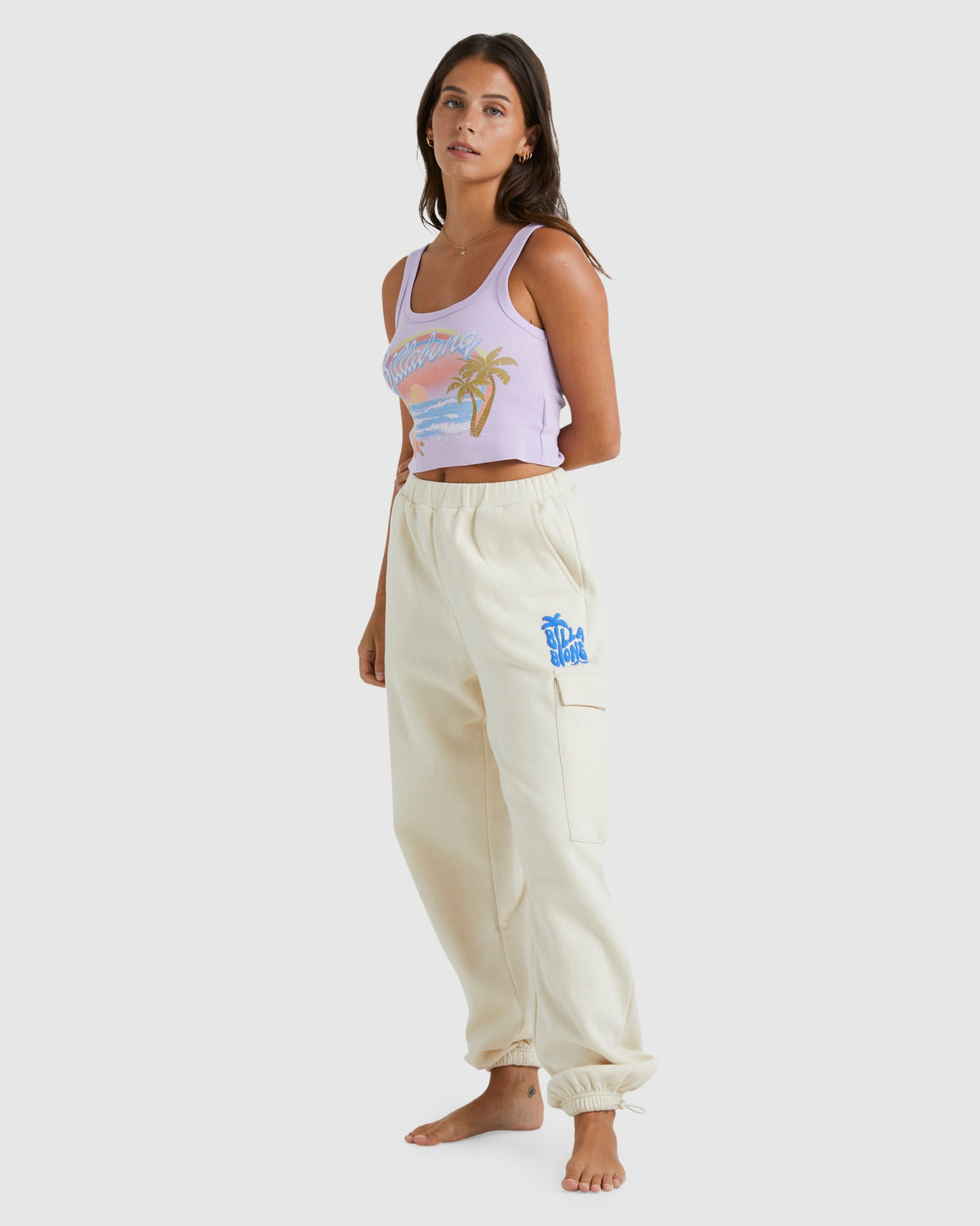 Womens Palm Life Trackpants White Cap - Image 2