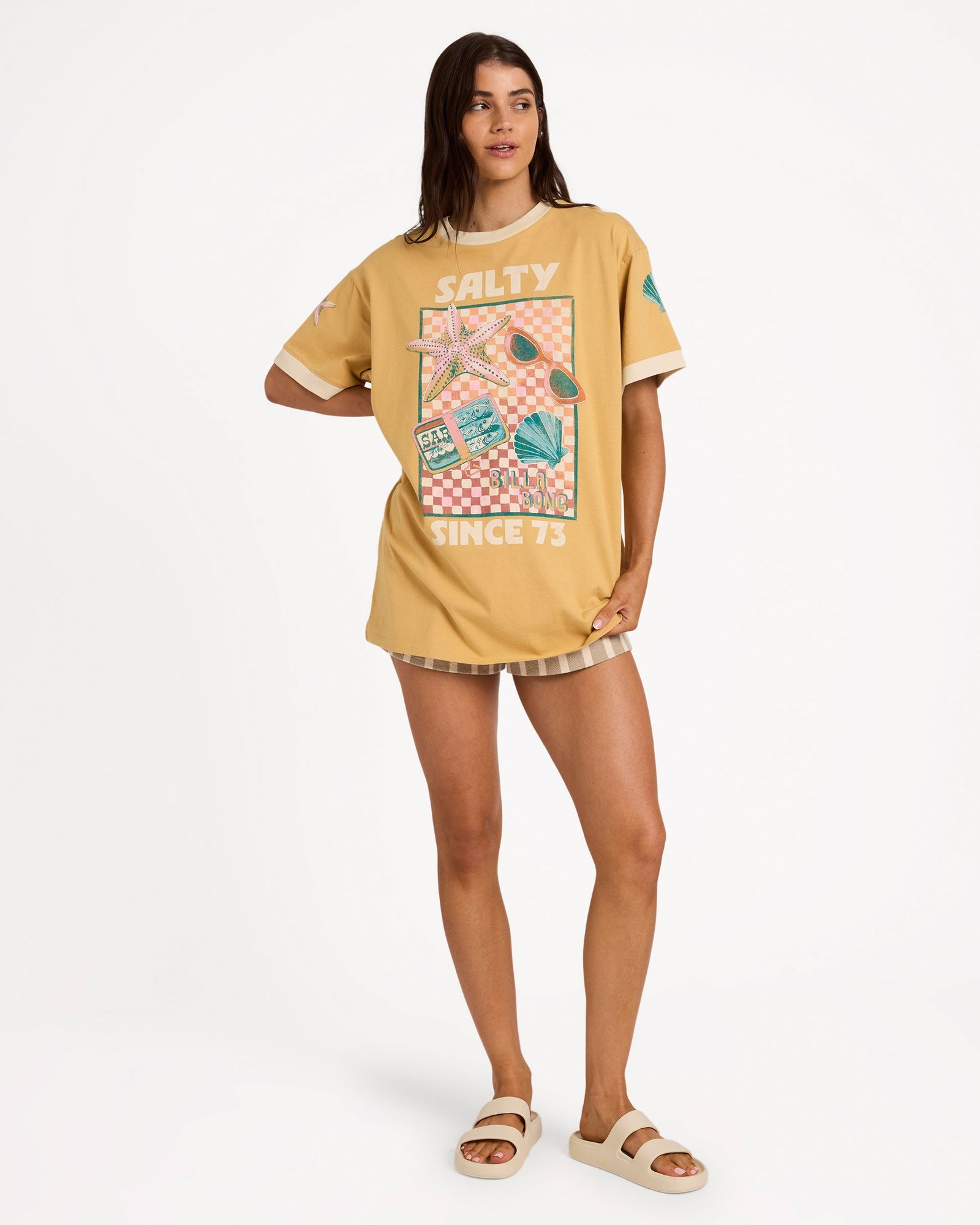 Womens Salty Since T-Shirt Curry - Image 5
