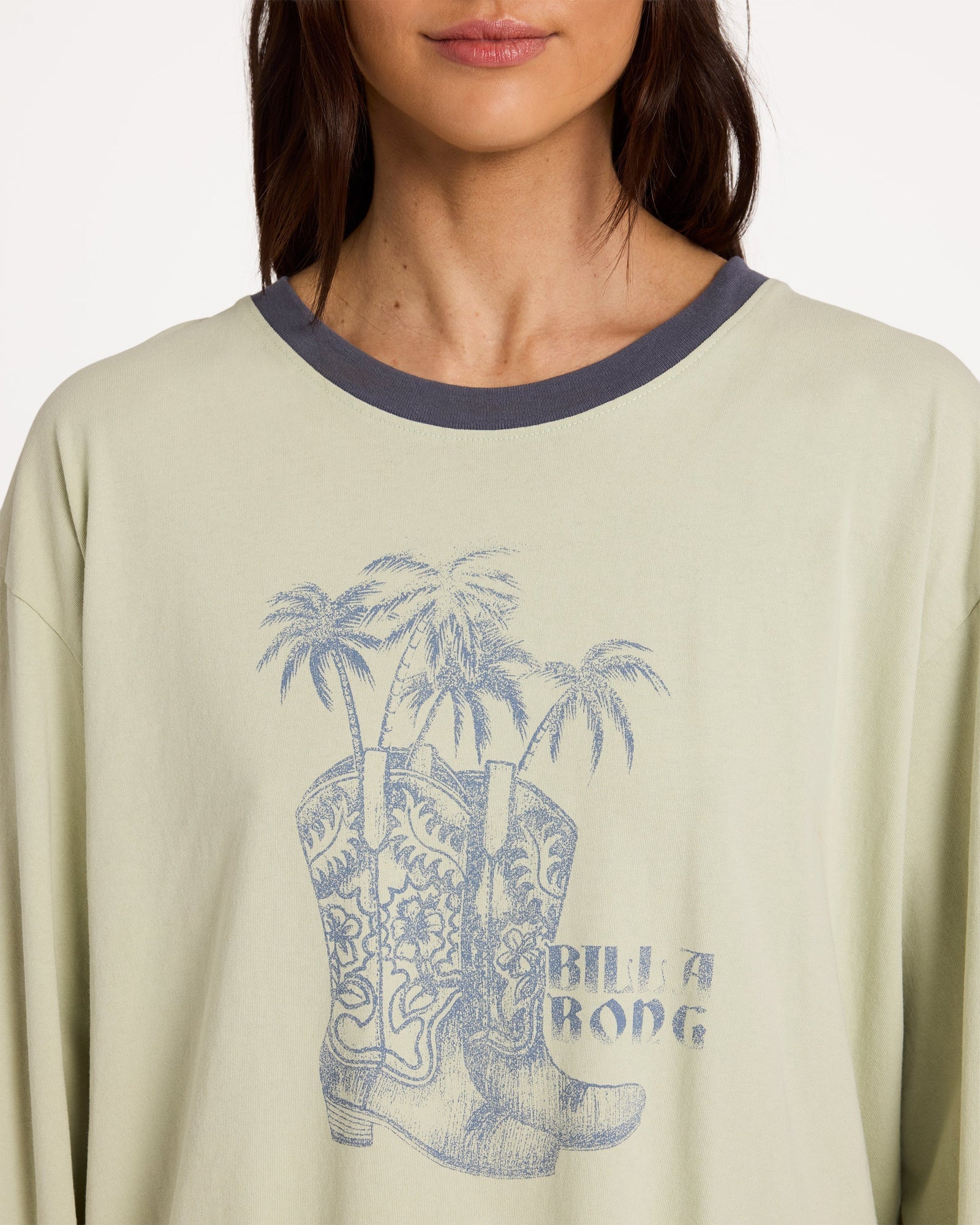 Womens Cowgirl Long Sleeve T-Shirt Smoke Green - Image 5