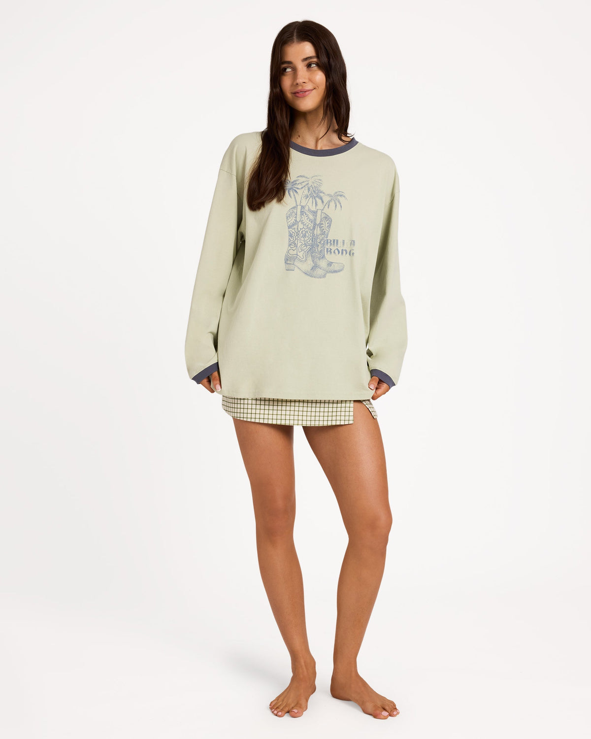 Womens Cowgirl Long Sleeve T-Shirt Smoke Green - Image 6