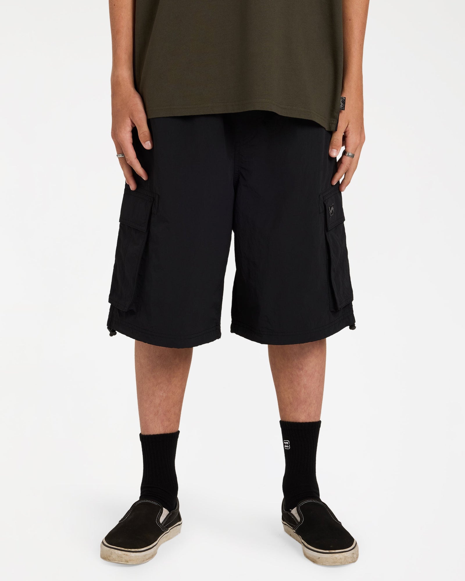 Mens Spec 73 Cargo Shorts Black - Image 1
