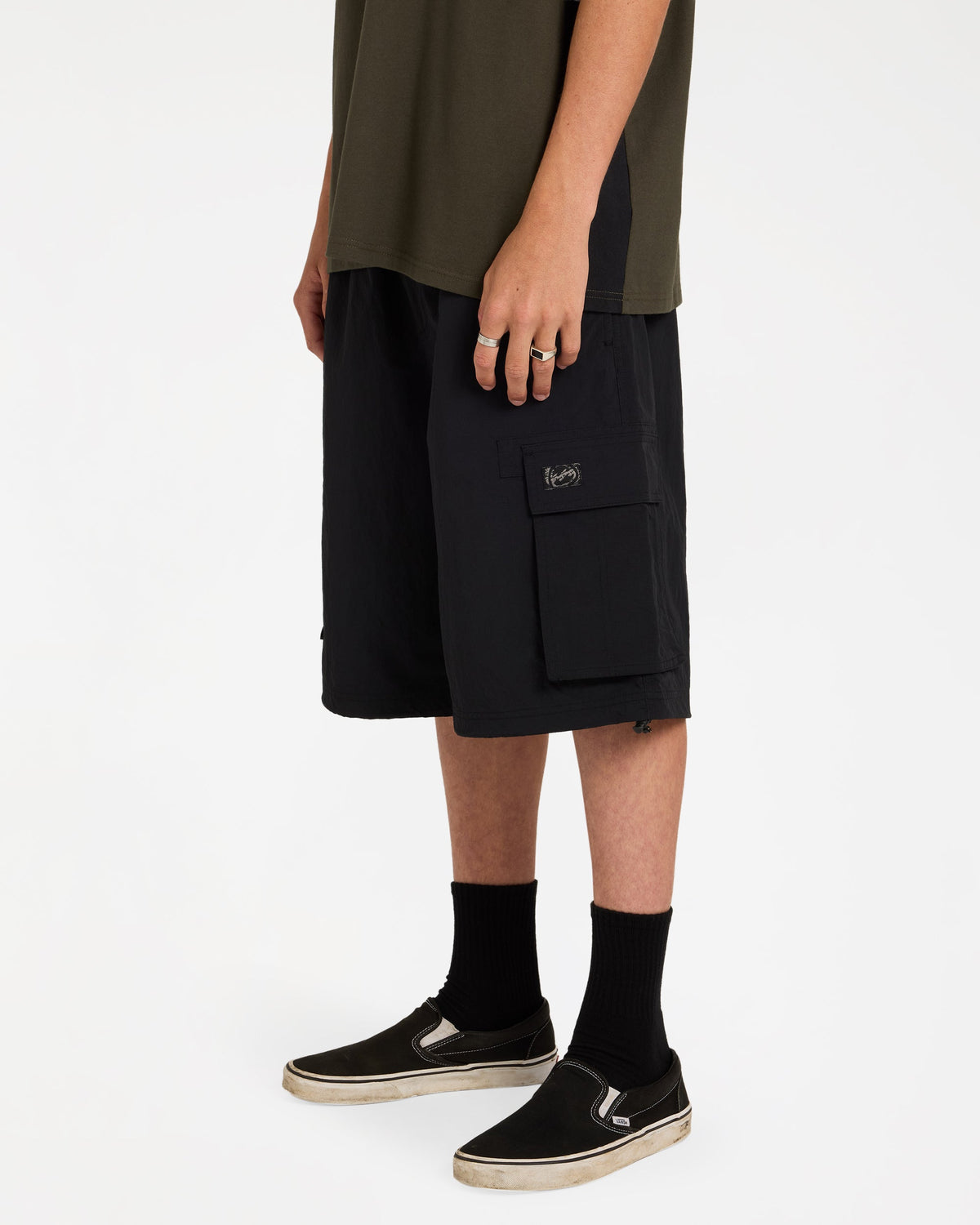 Mens Spec 73 Cargo Shorts Black - Image 3