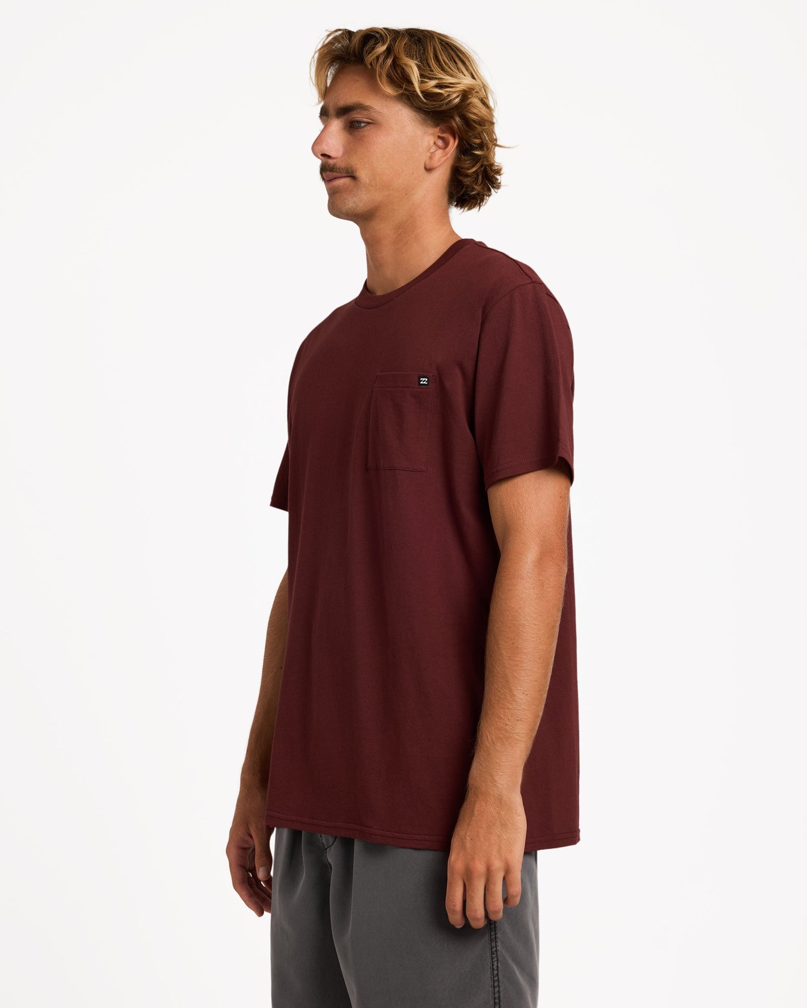 Mens Premium Pocket T-Shirt Wine - Image 10