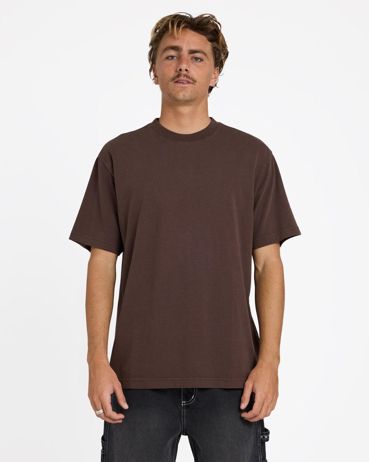 Mens Premium Wave Wash T-Shirt Chocolate - Image 1