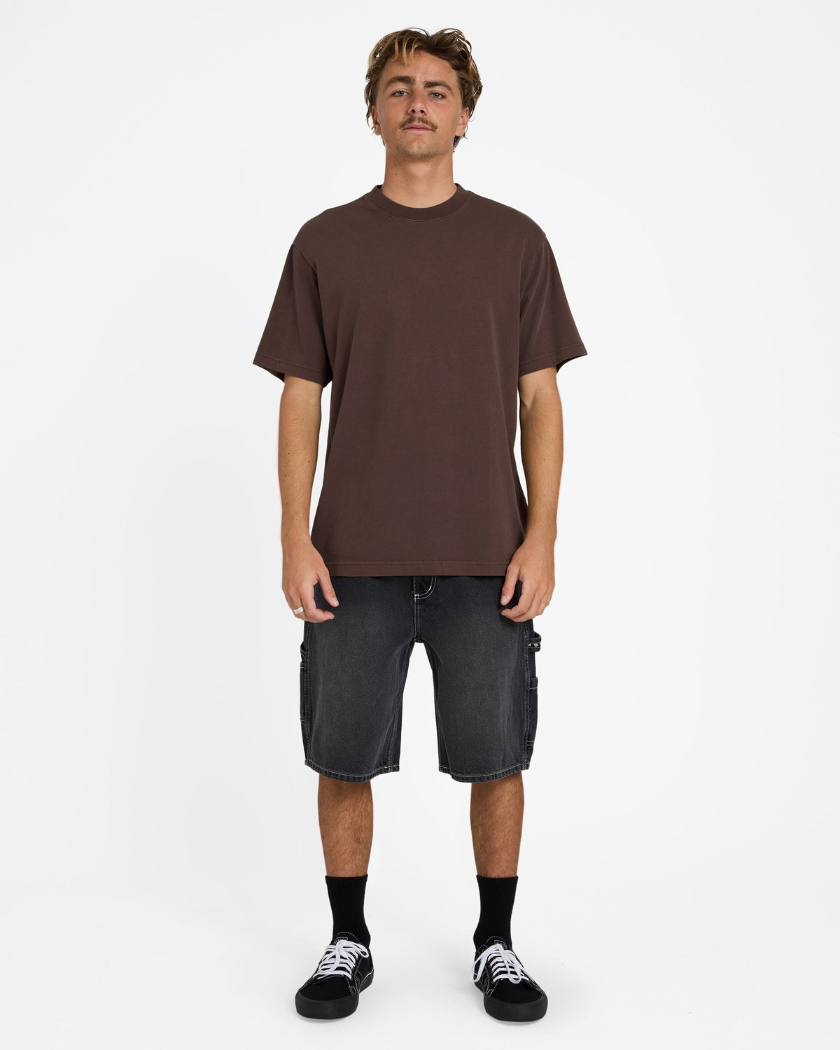 Mens Premium Wave Wash T-Shirt Chocolate - Image 5