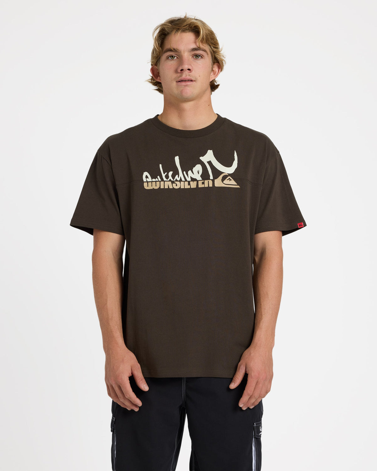 Mens Yg Spliced Oversized T-Shirt Black Olive - Image 1