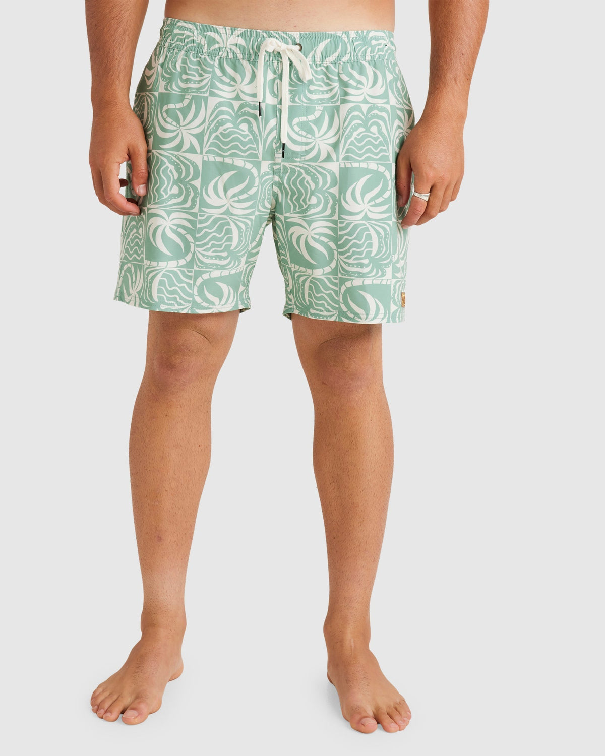 Mens Exotica Print Board Short Granite Green - Image 1