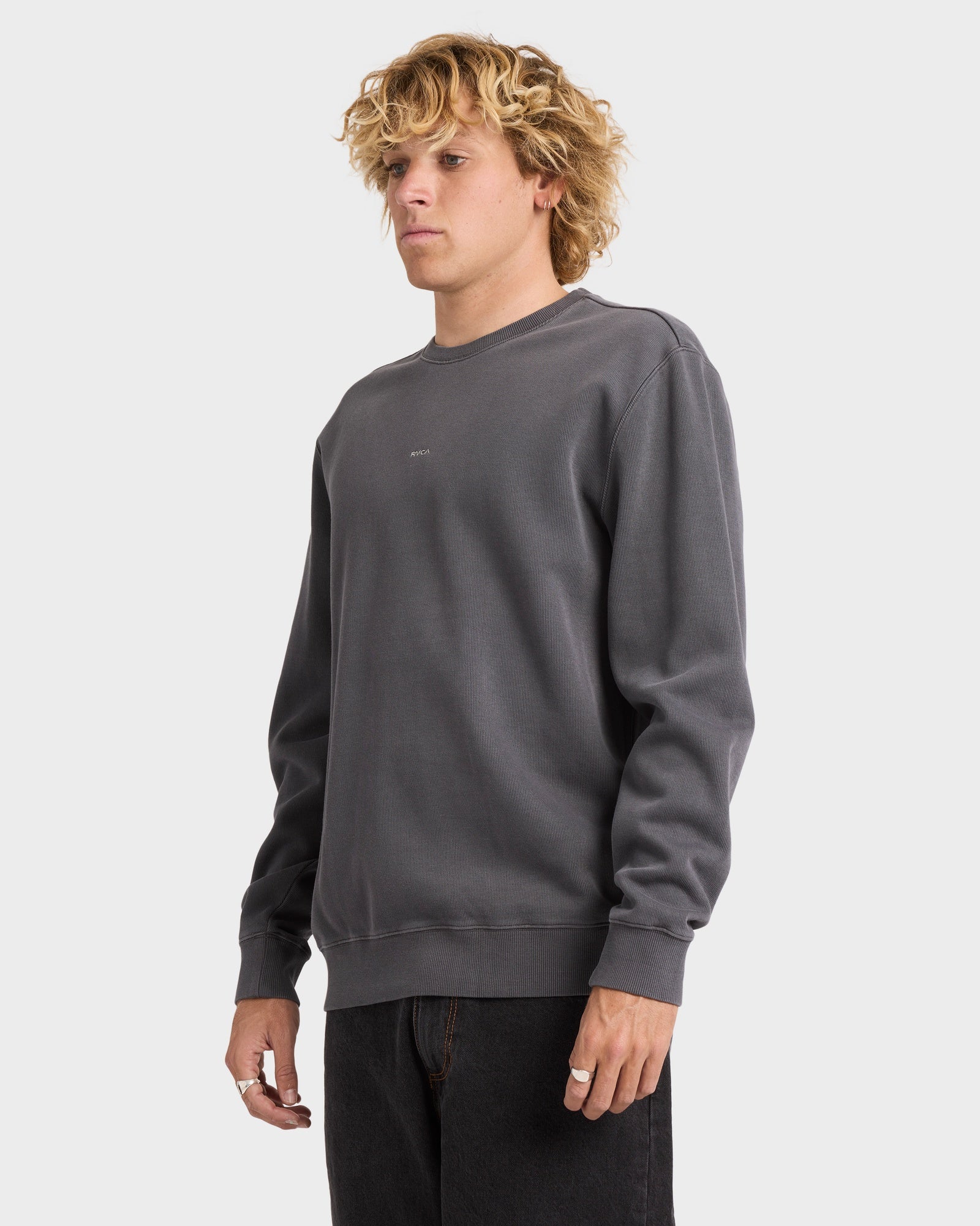 Mens Little RVCA Sweater Garage Blue - Image 3
