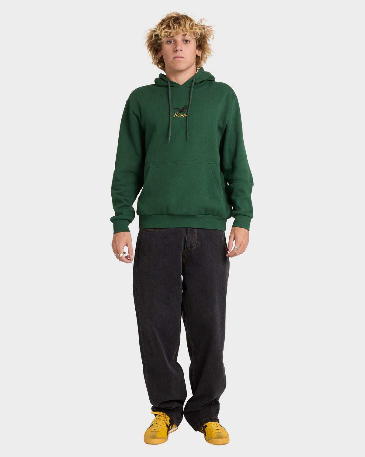 Mens On Wing Hooded Jumper Grass Green - Image 5
