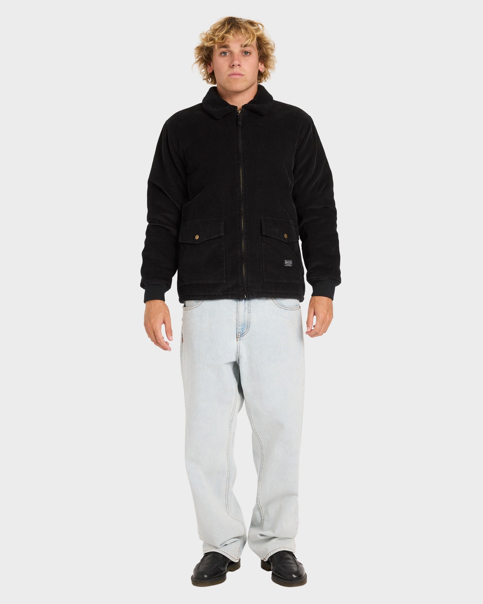 Mens Station Cord Casual Jacket Rvca Black - Image 5