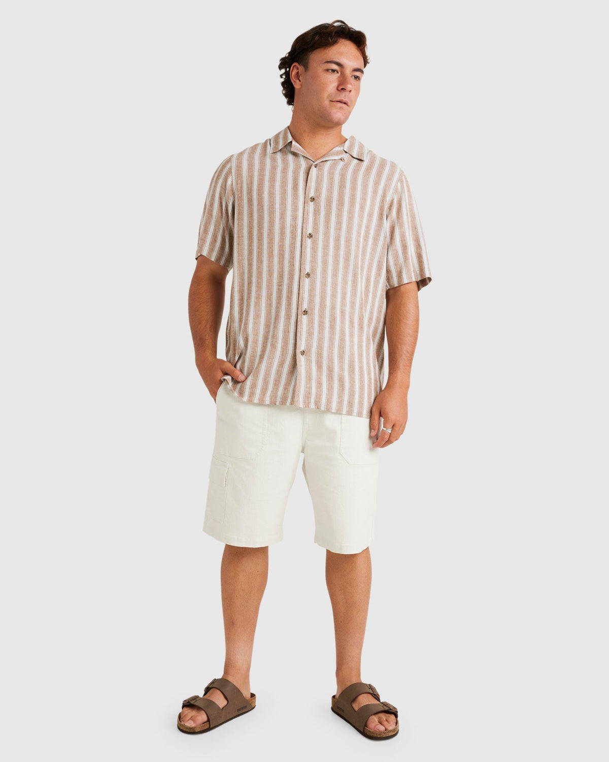 Mens Beat Stripe Dress Shirt Ermine - Image 5