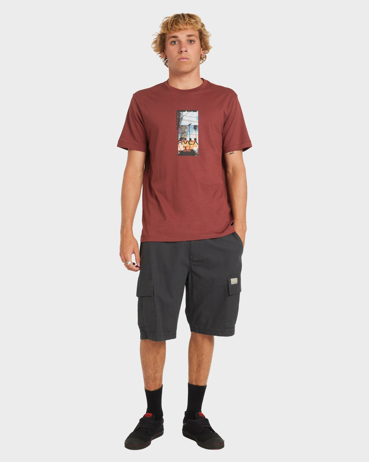 Mens Triptych T Shirt Red Earth - Image 5