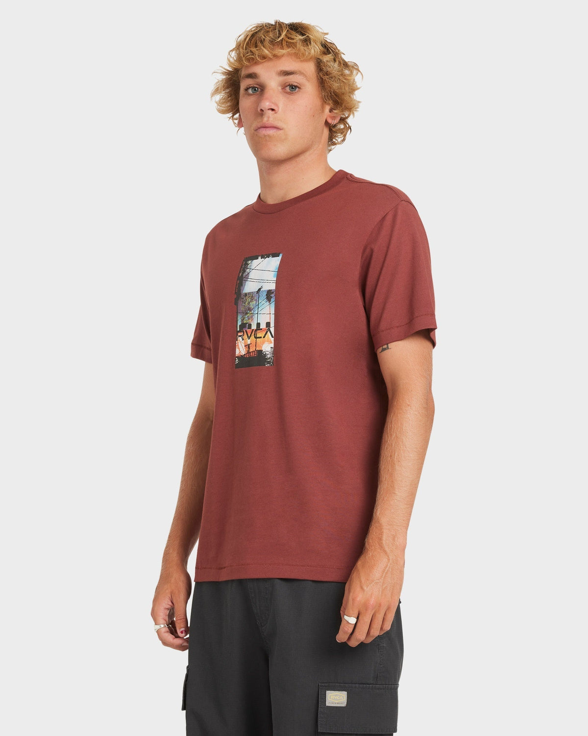 Mens Triptych T Shirt Red Earth - Image 2