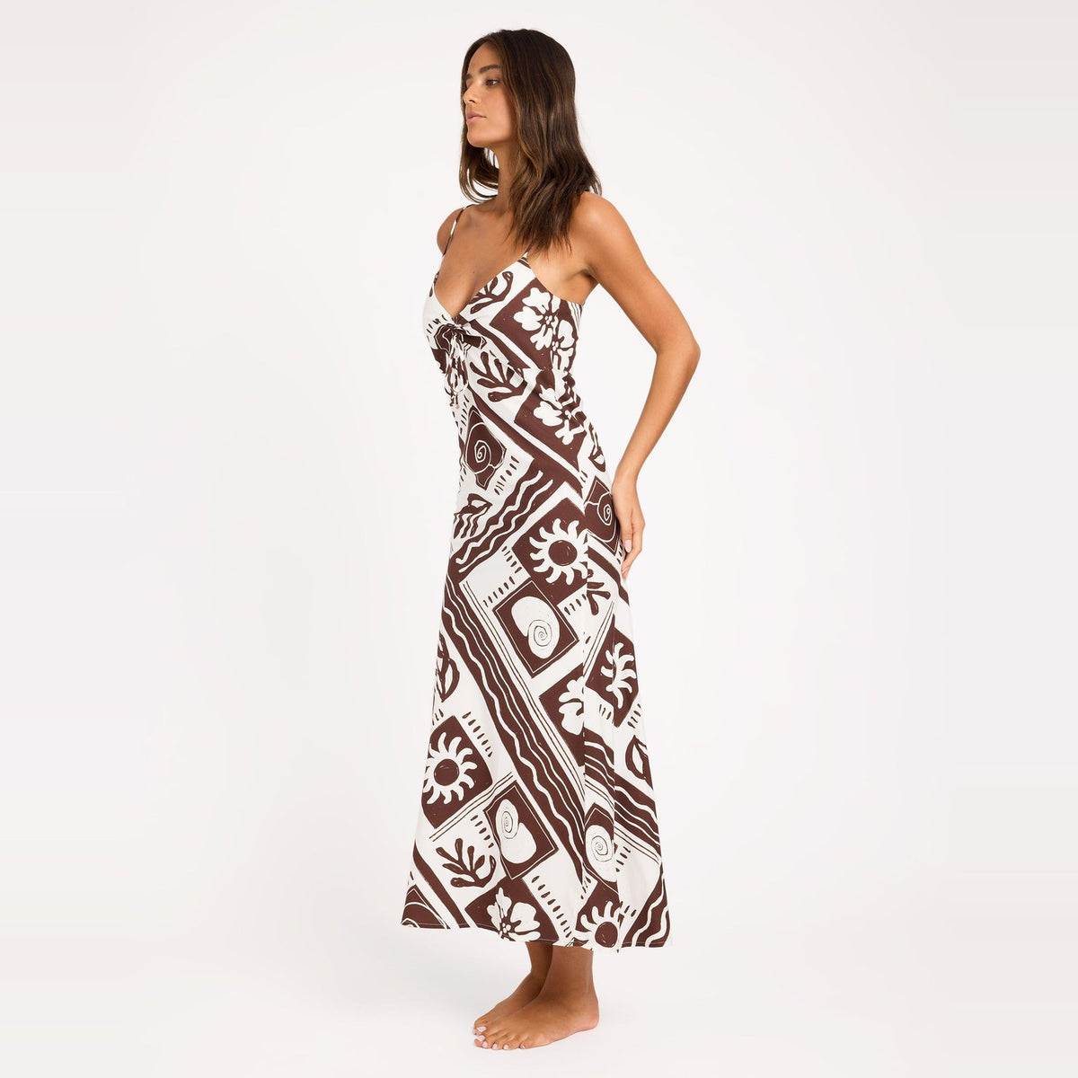 Womens Cowrie Maxi Slip Dress Coconut Milk - Image 3