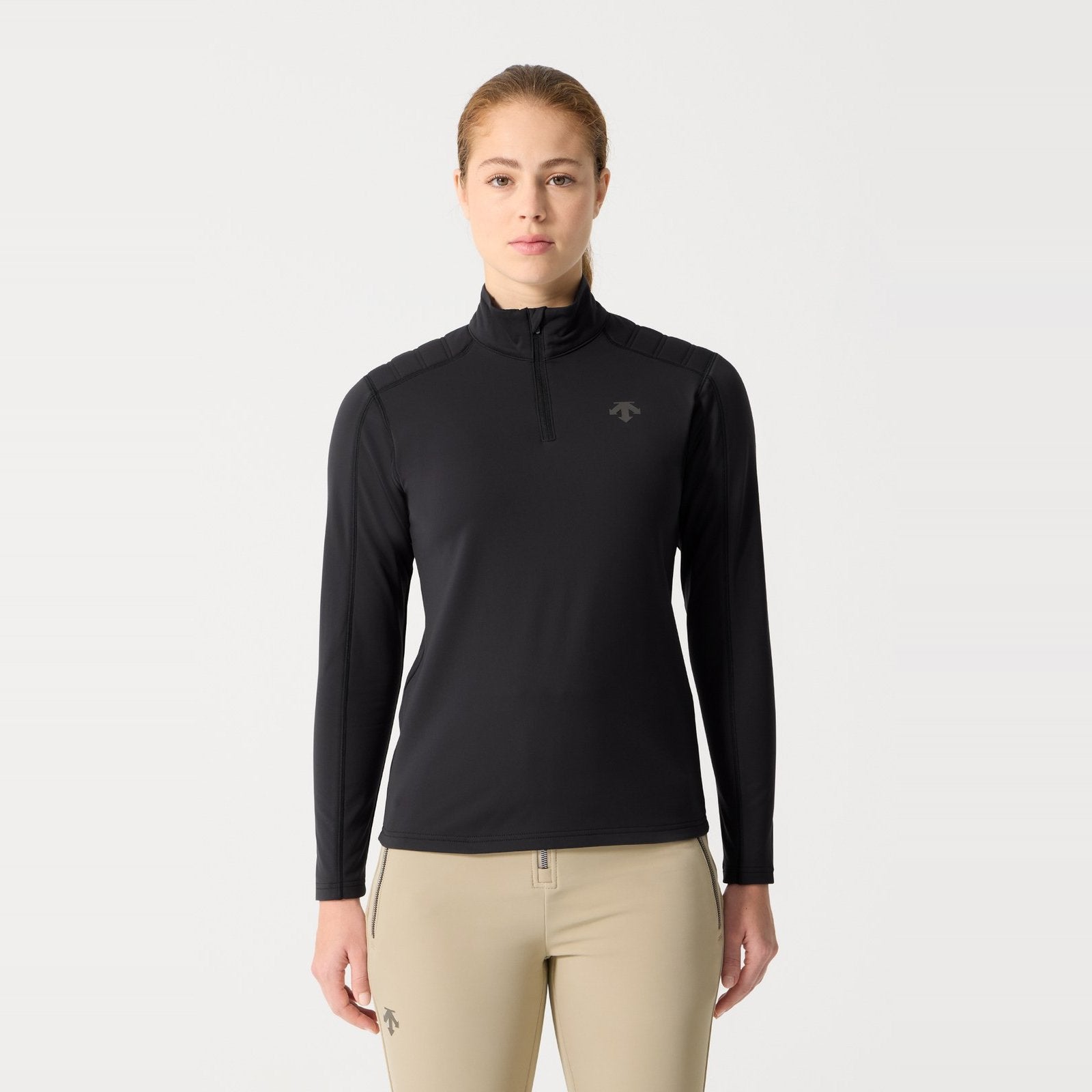 Womens Shoulder Quilt T-Neck Skivvy Black - Image 1