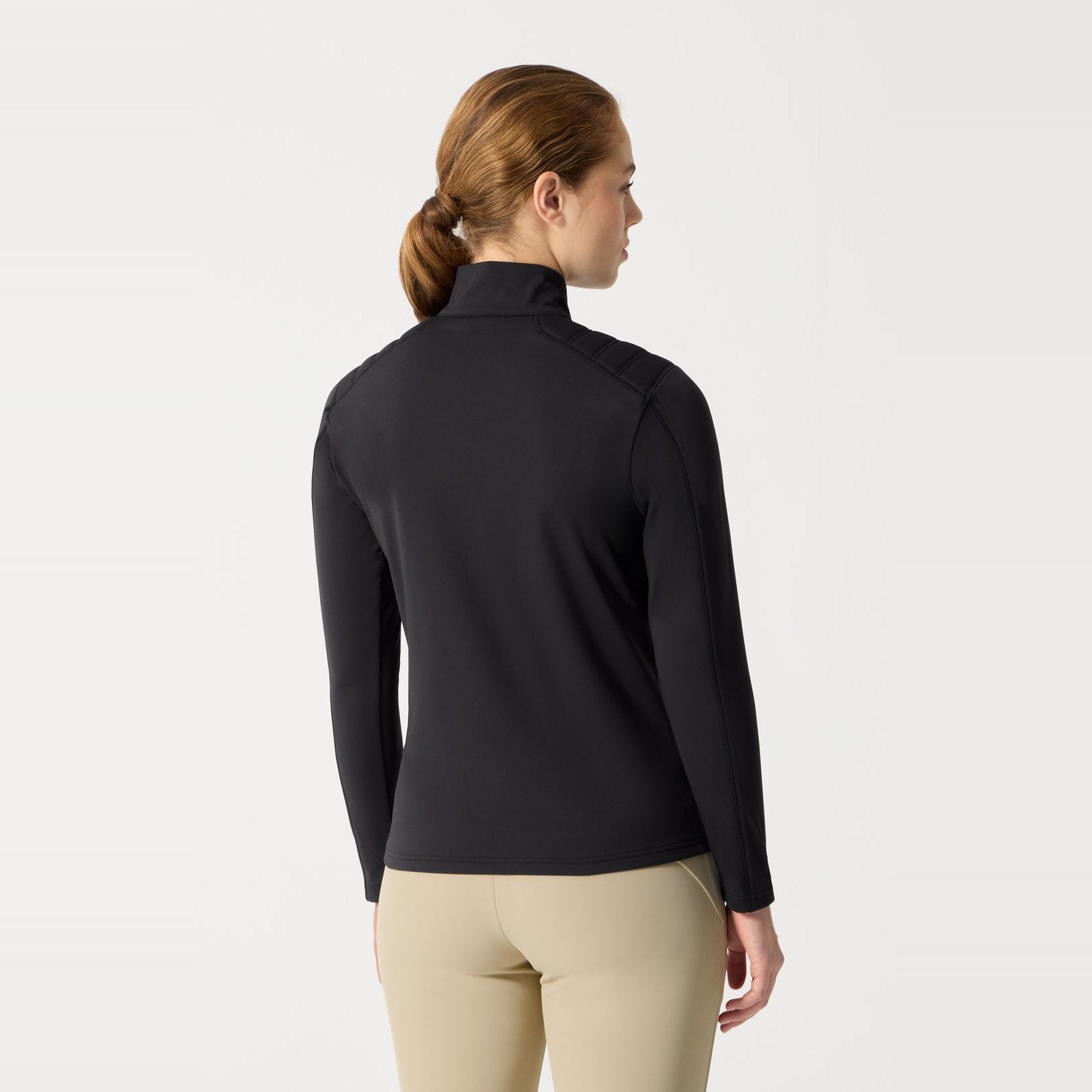 Womens Shoulder Quilt T-Neck Skivvy Black - Image 2