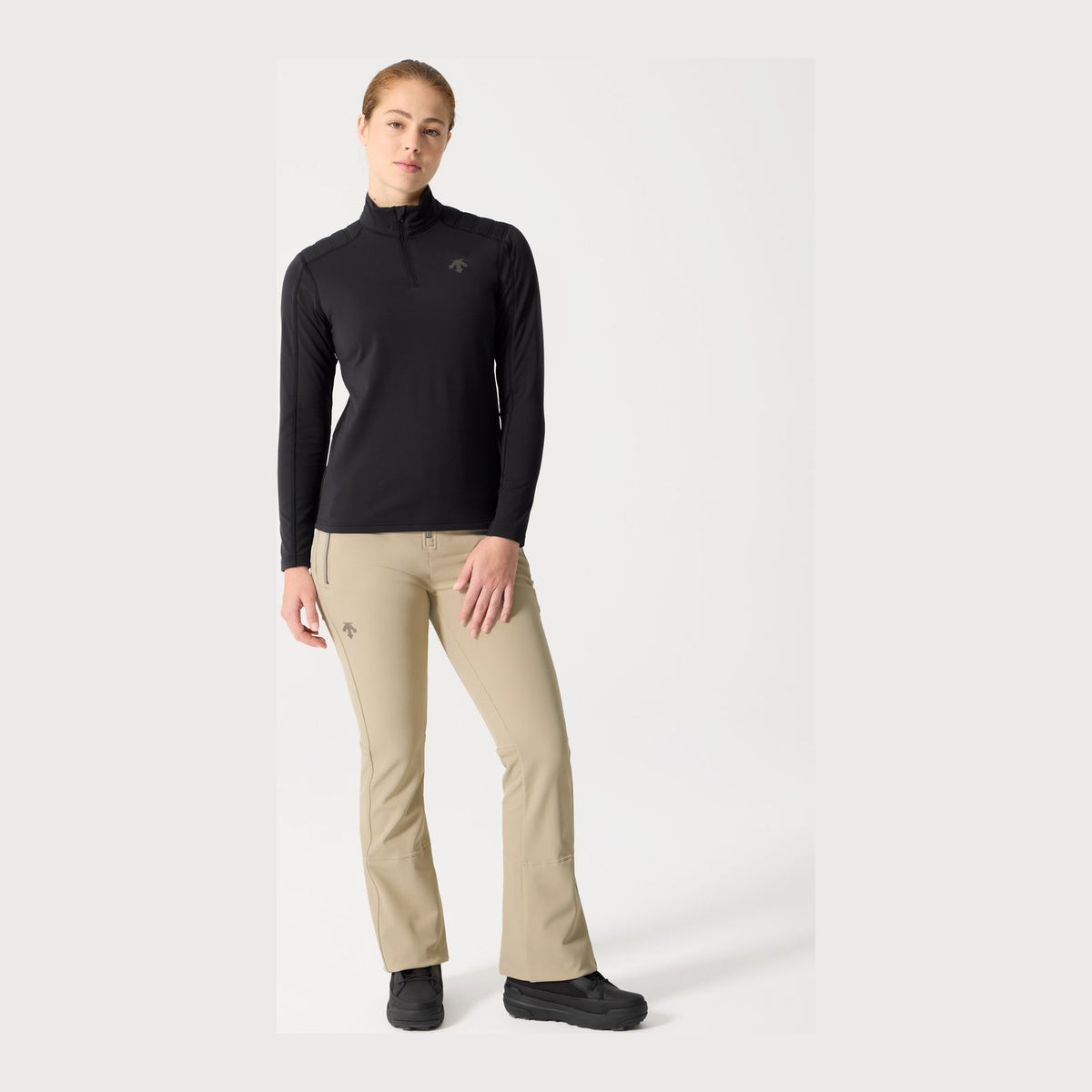 Womens Shoulder Quilt T-Neck Skivvy Black - Image 3
