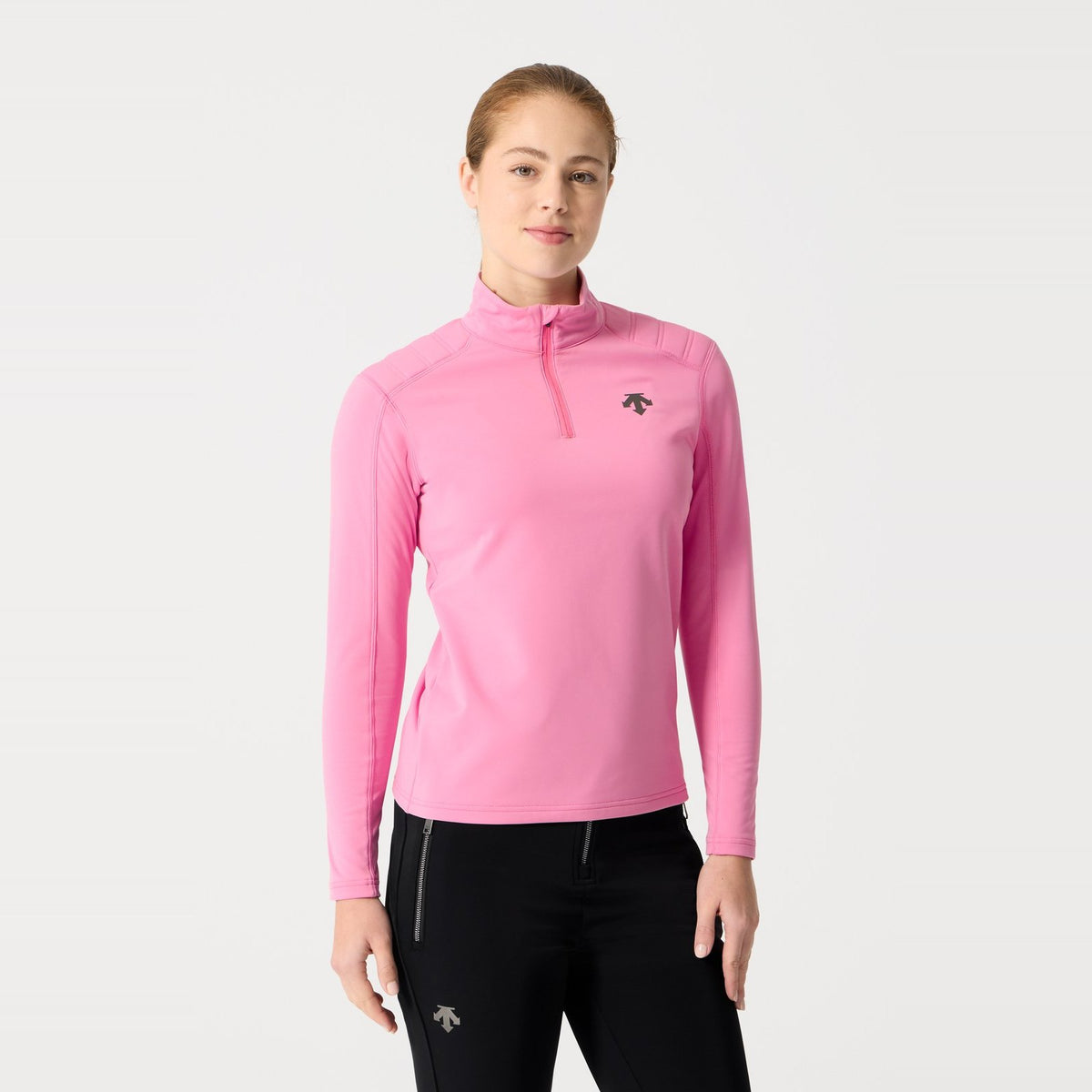 Womens Shoulder Quilt T-Neck Skivvy Pink - Image 4