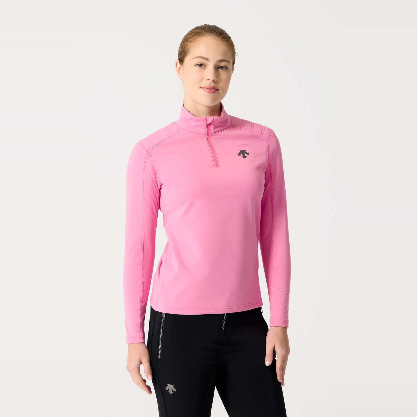 Womens Shoulder Quilt T-Neck Skivvy Pink - Image 4