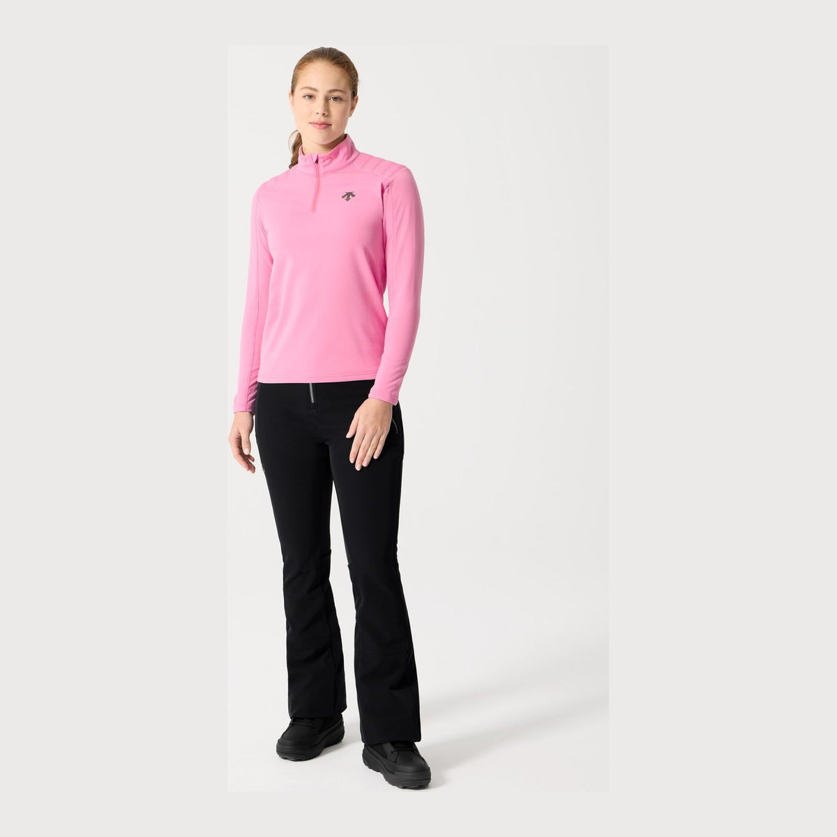 Womens Shoulder Quilt T-Neck Skivvy Pink - Image 6