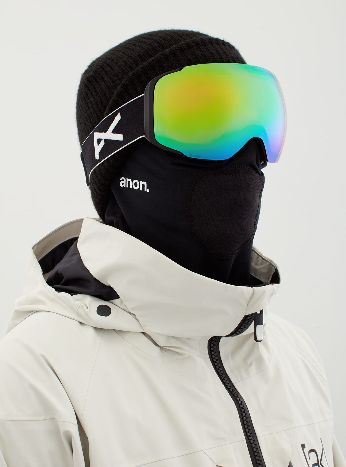 Anon Anon M2 Goggles + Bonus Lens - Low Bridge Fit Frame: black, lens: perceive variable green (22% / s2), spare lens: perceive cloudy pink (53% / s1)