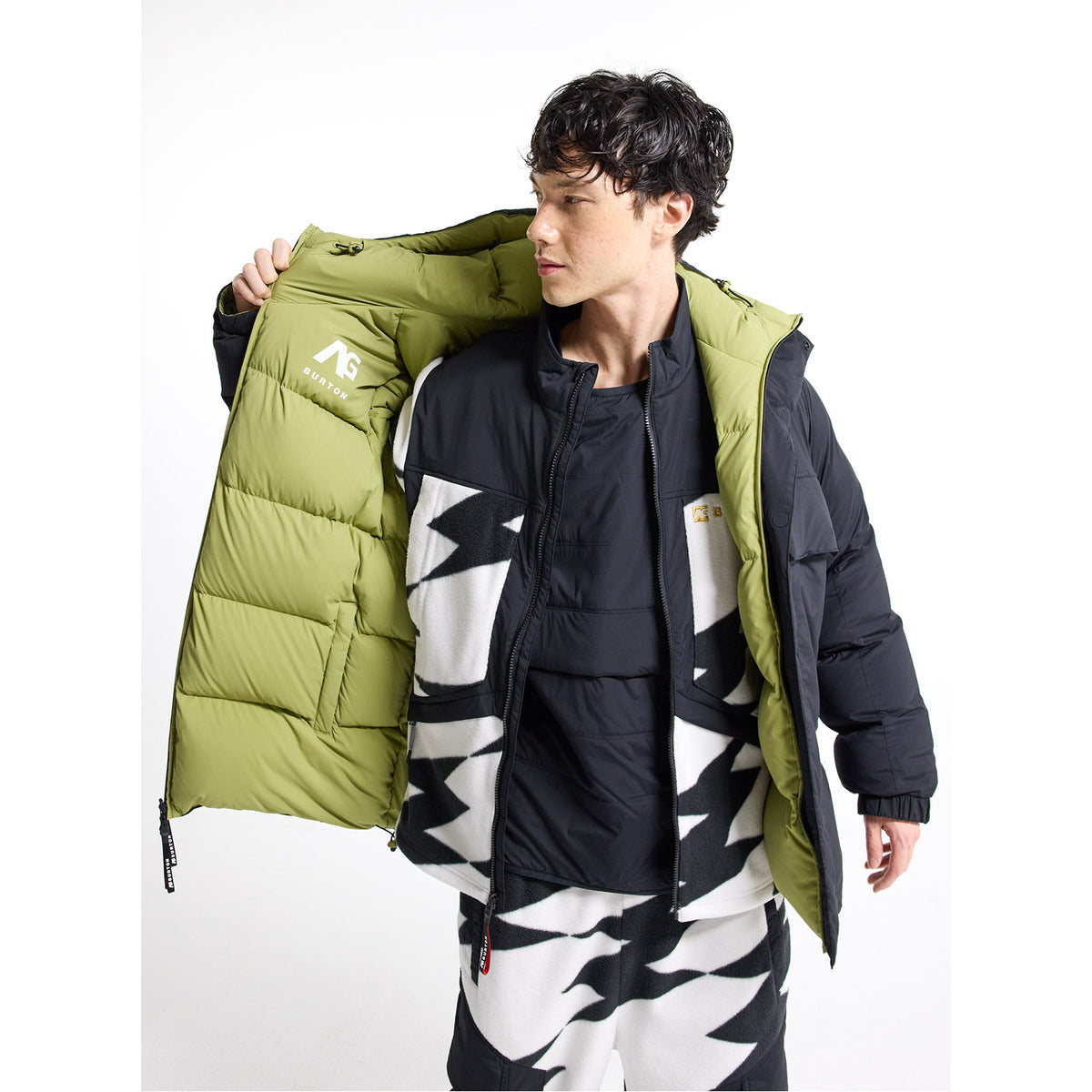 AG Railed Hooded Stretch Down Puffy Jacket