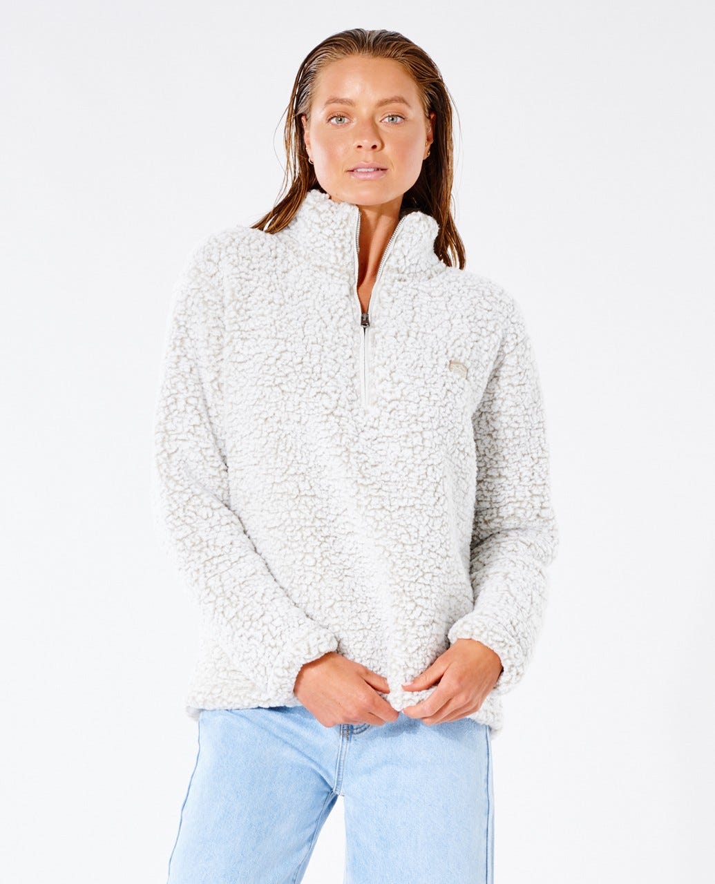 Rip Curl Dark n Stormy 1/4 Zip Crew Jumper OFF WHITE