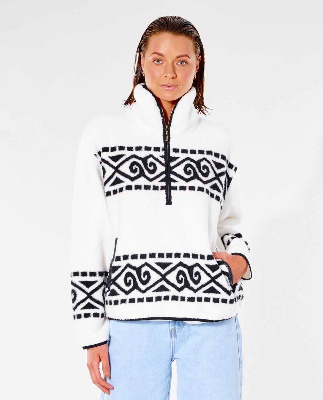 Rip Curl Cosmic Wave 1/4 Zip OFF WHITE
