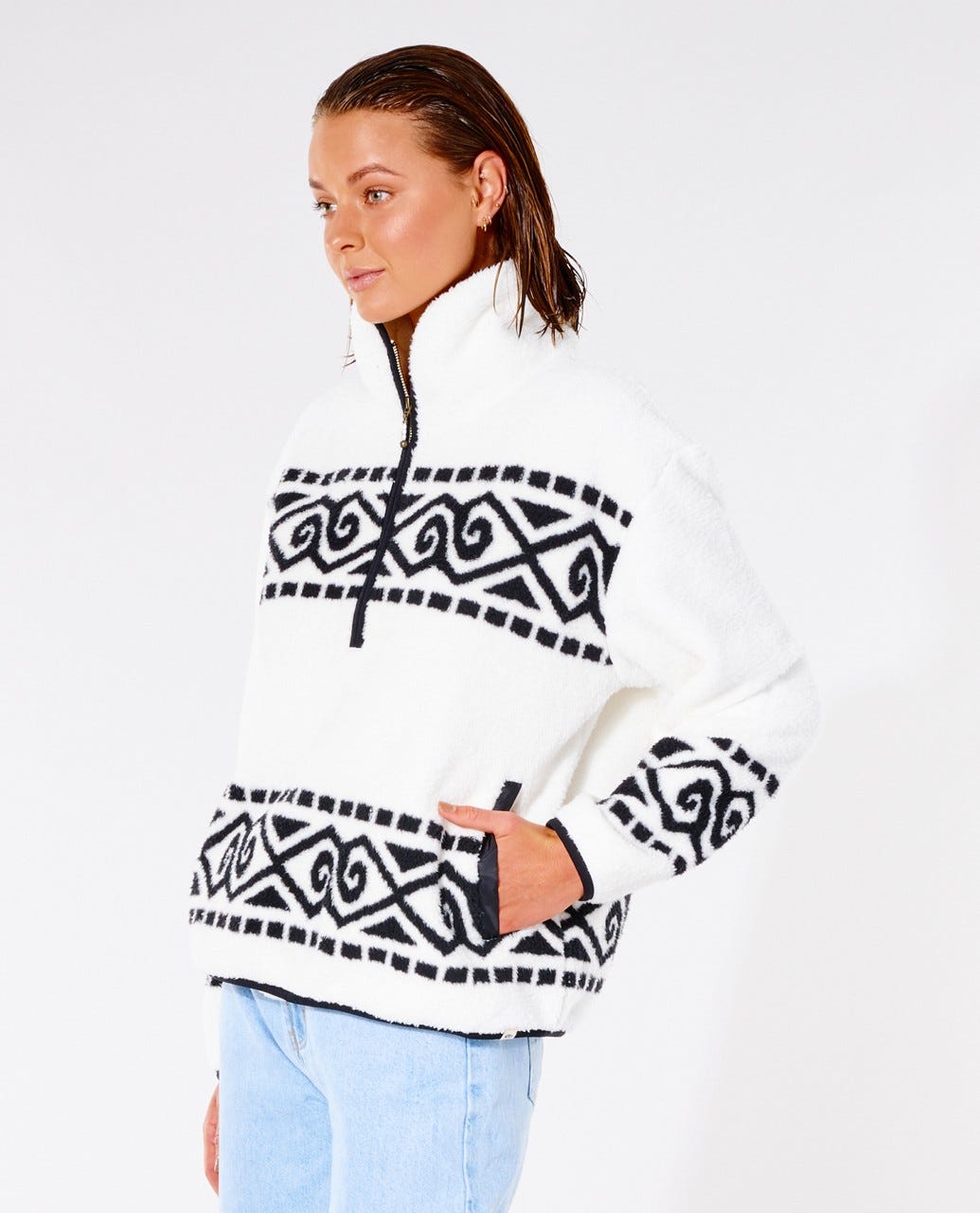 Rip Curl Cosmic Wave 1/4 Zip OFF WHITE