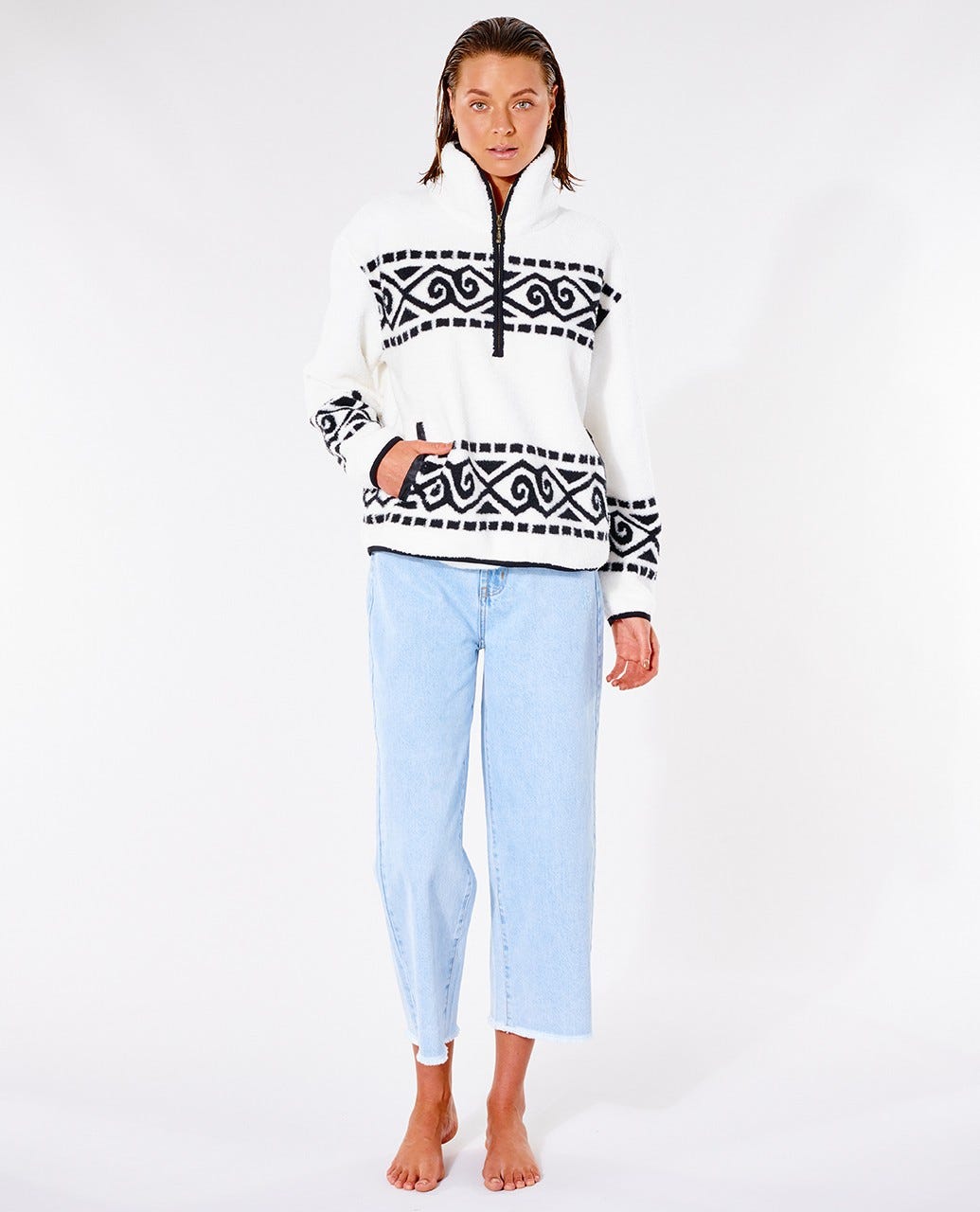 Rip Curl Cosmic Wave 1/4 Zip OFF WHITE