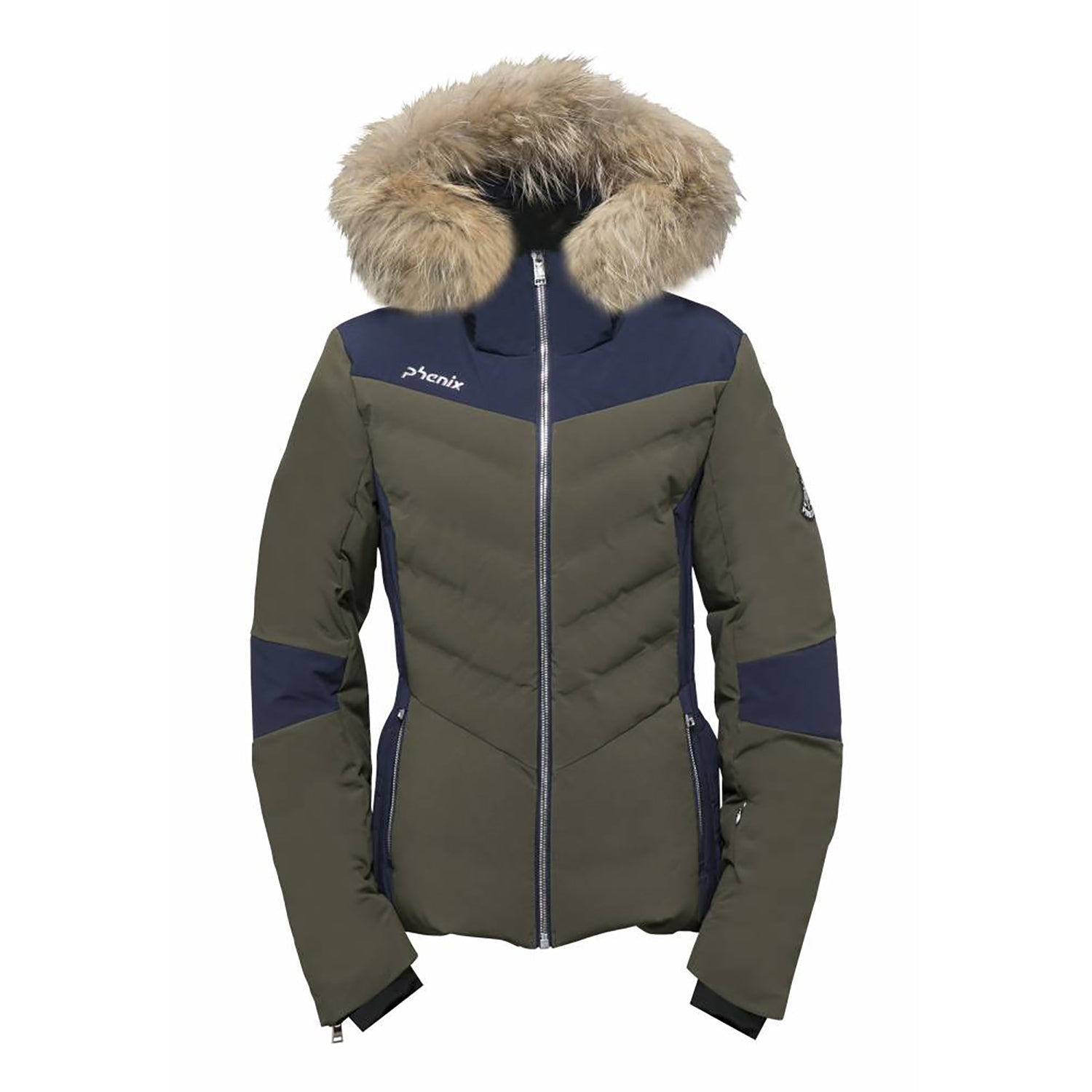 Phenix Chloe Hybrid Down with Fur Womens Ski Jacket 2019 Olive