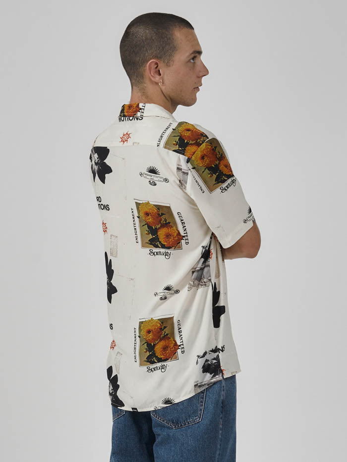 Spirituality Enlightenment Guaranteed Bowling Shirt - Stone