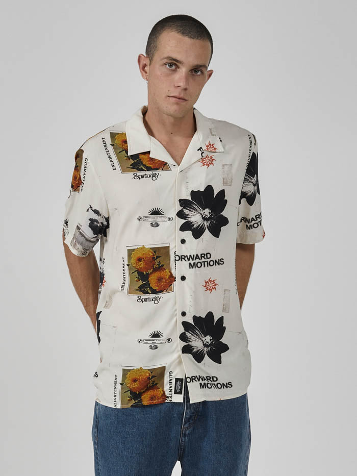 Spirituality Enlightenment Guaranteed Bowling Shirt - Stone