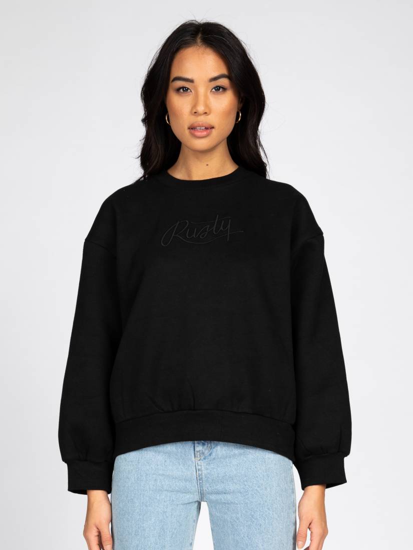 Script Oversize Crew Neck Fleece