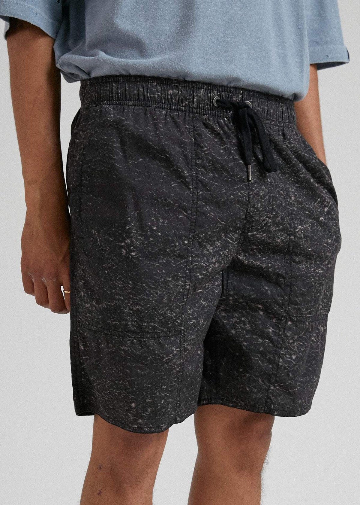 Afends Baywatch Acids  - Elastic Waist Boardshort - Black Acid Wash Black acid wash
