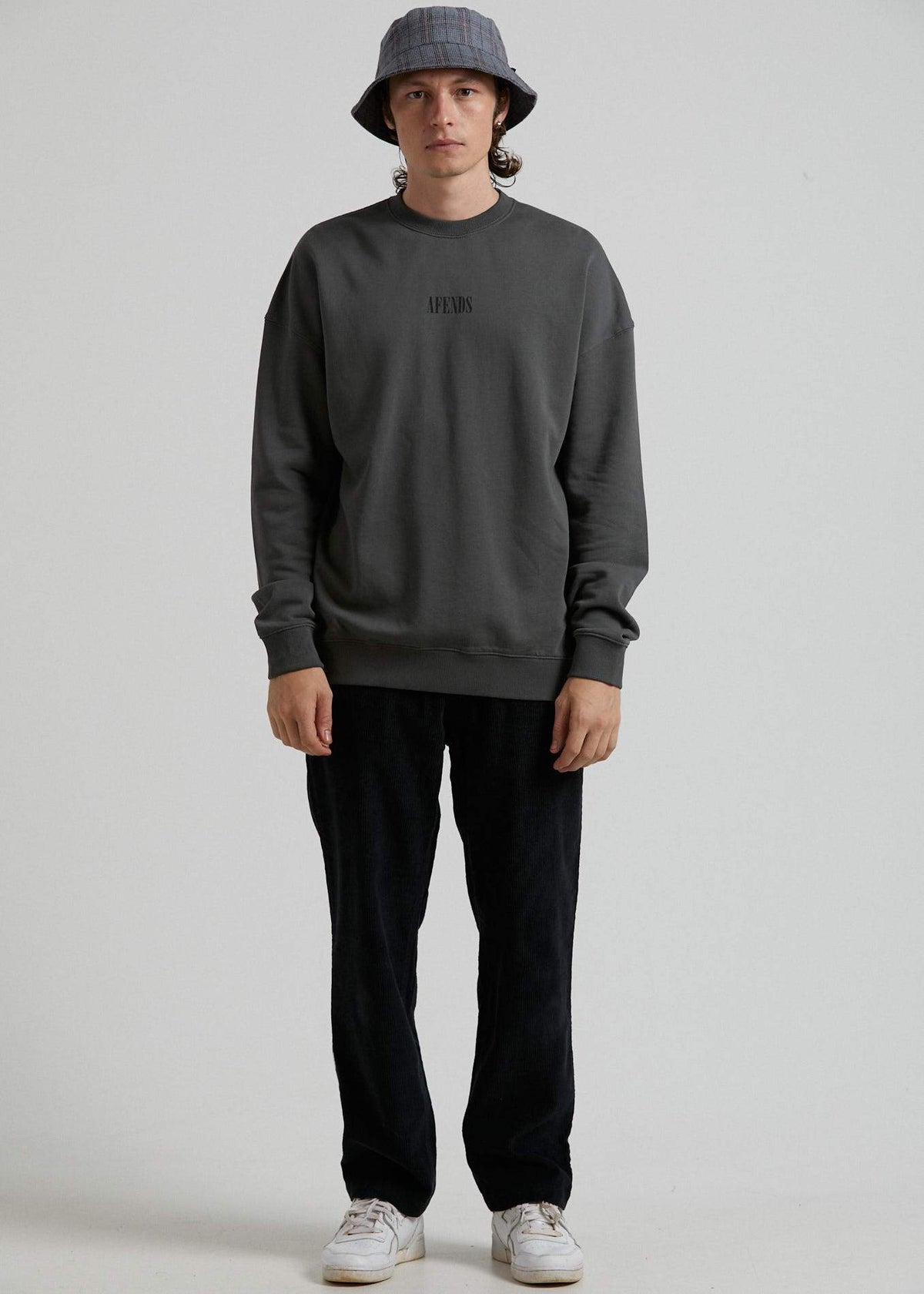 Afends Bleach  - Oversized Crew Neck - Gunmetal Gunmetal