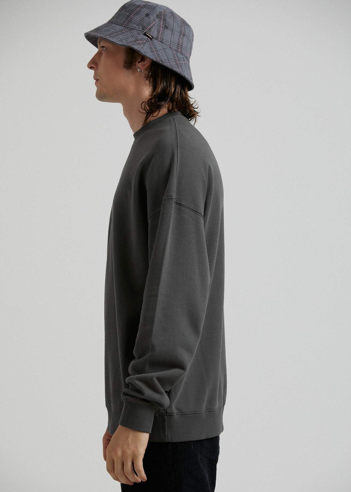 Afends Bleach  - Oversized Crew Neck - Gunmetal Gunmetal