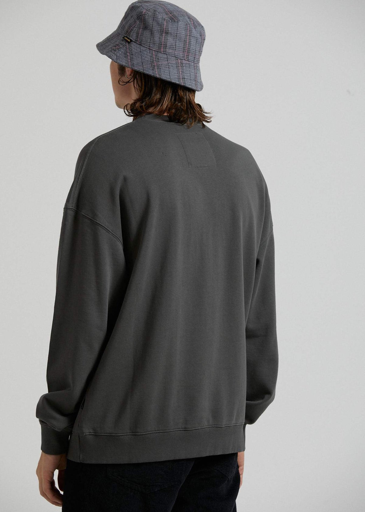 Afends Bleach  - Oversized Crew Neck - Gunmetal Gunmetal