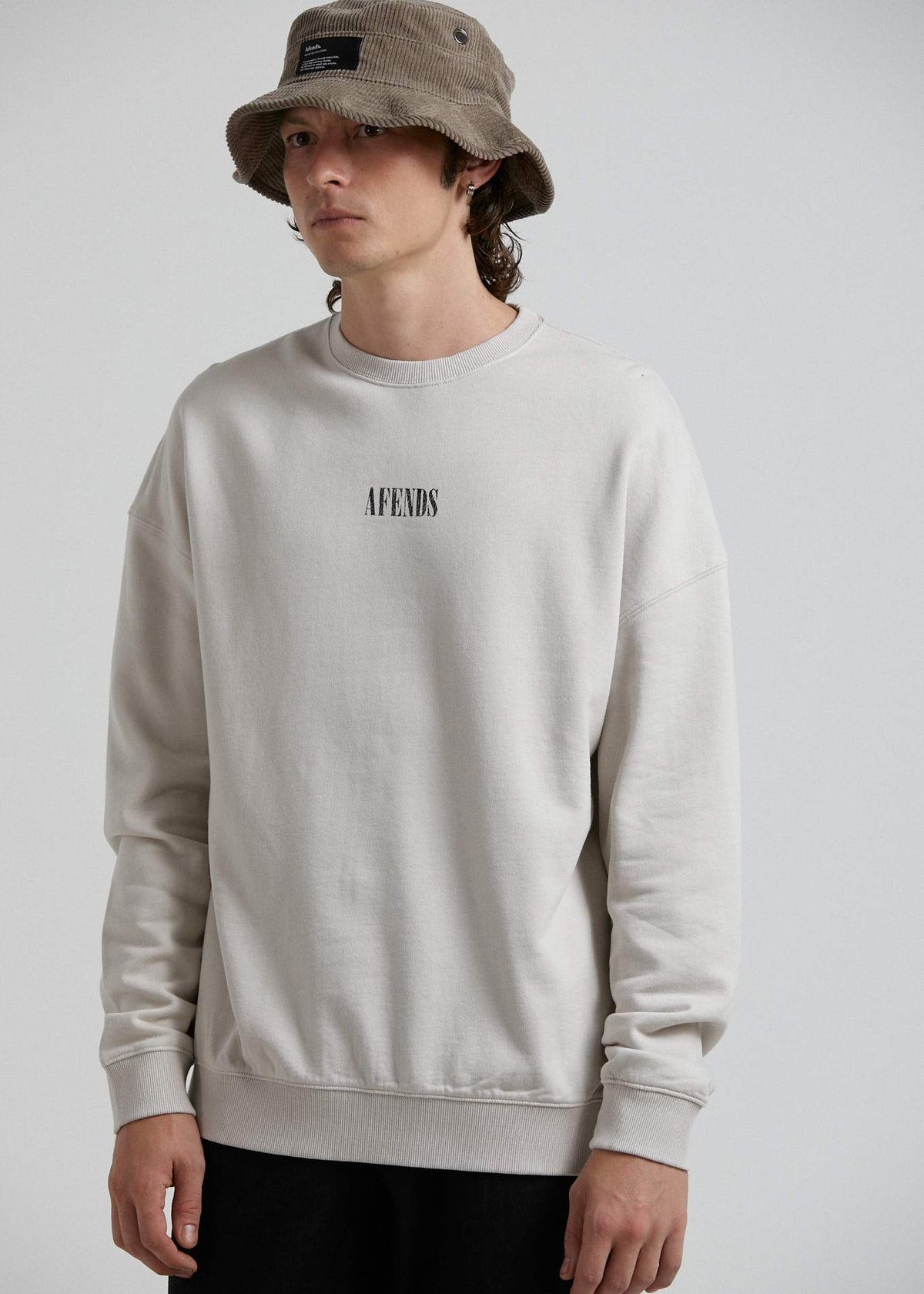 Afends Bleach  - Oversized Crew Neck - Gunmetal Moonbeam