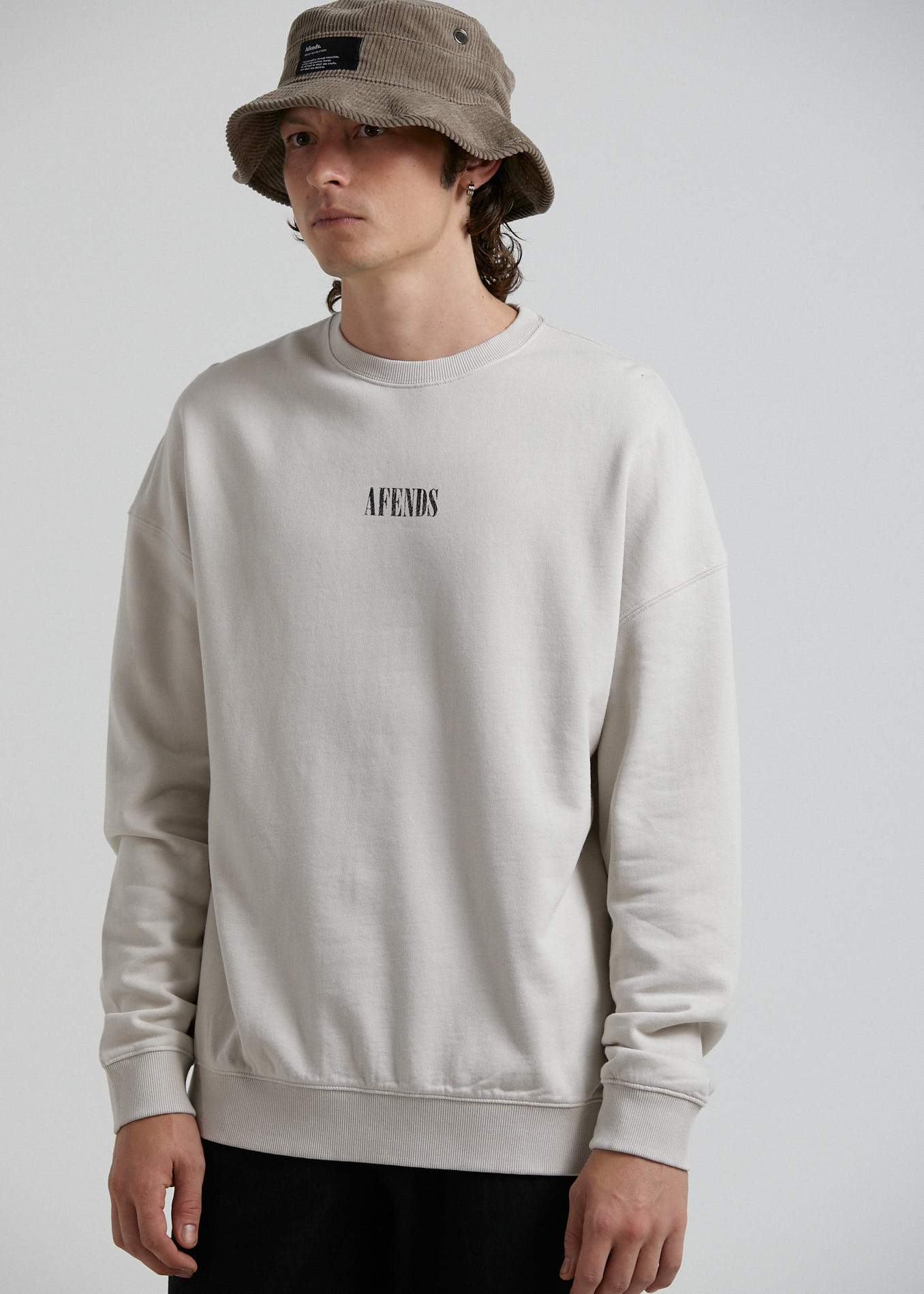 Afends Bleach  - Oversized Crew Neck - Gunmetal Moonbeam