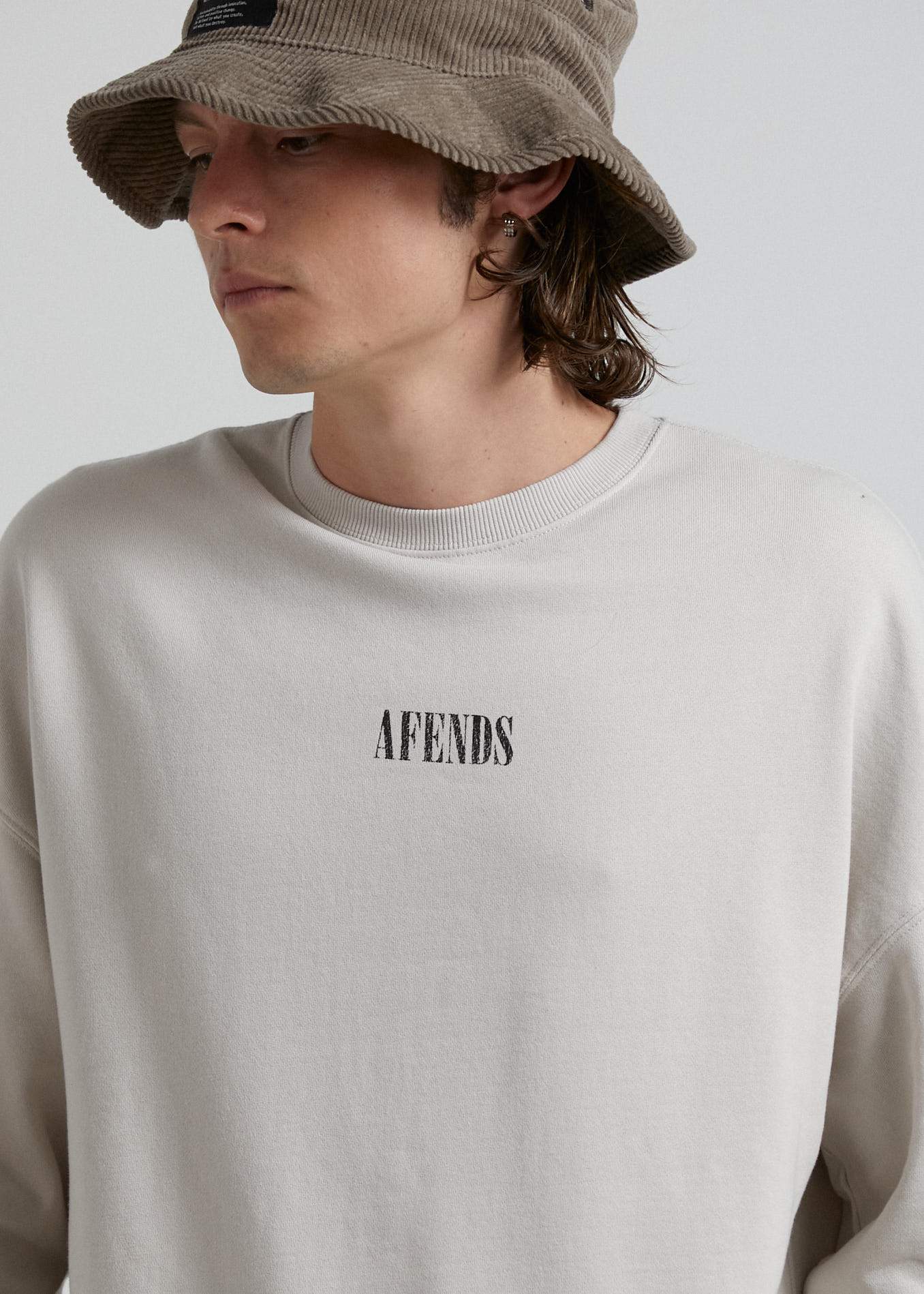 Afends Bleach  - Oversized Crew Neck - Gunmetal Moonbeam