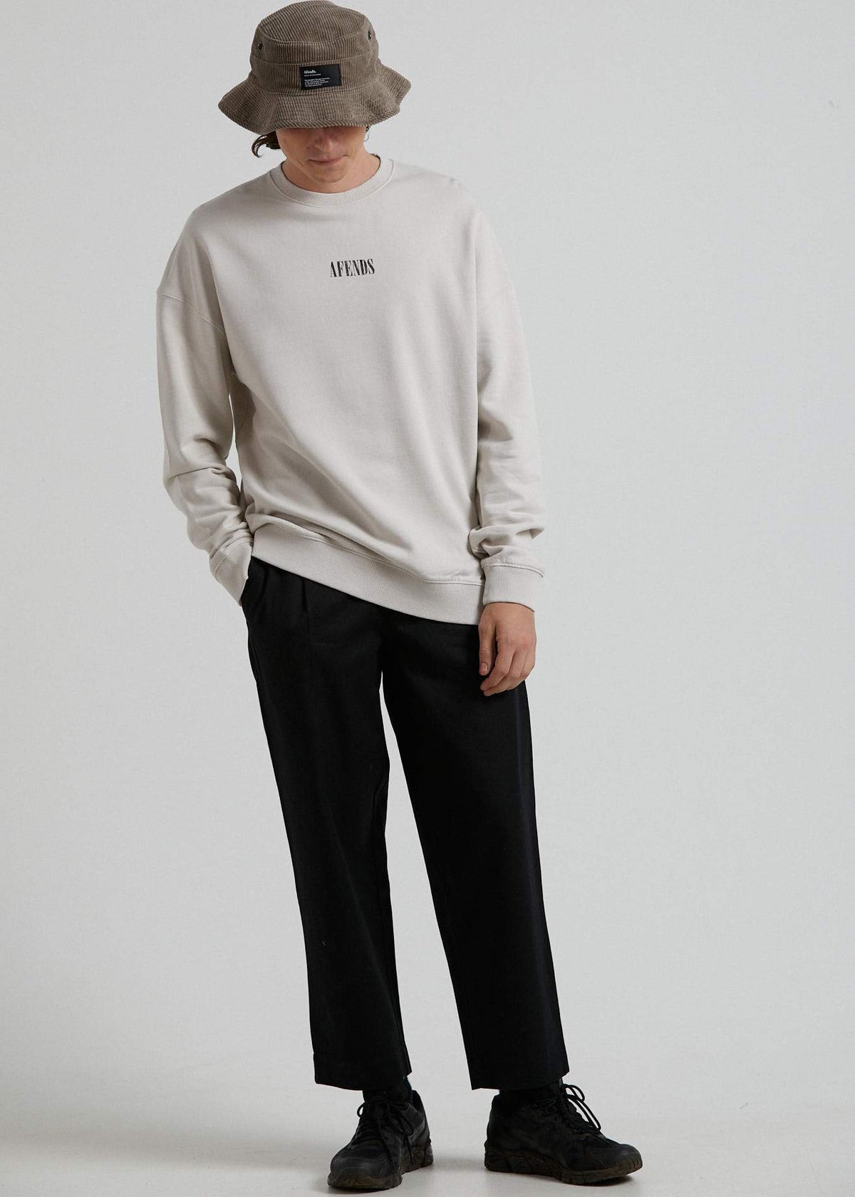 Afends Bleach  - Oversized Crew Neck - Gunmetal Moonbeam