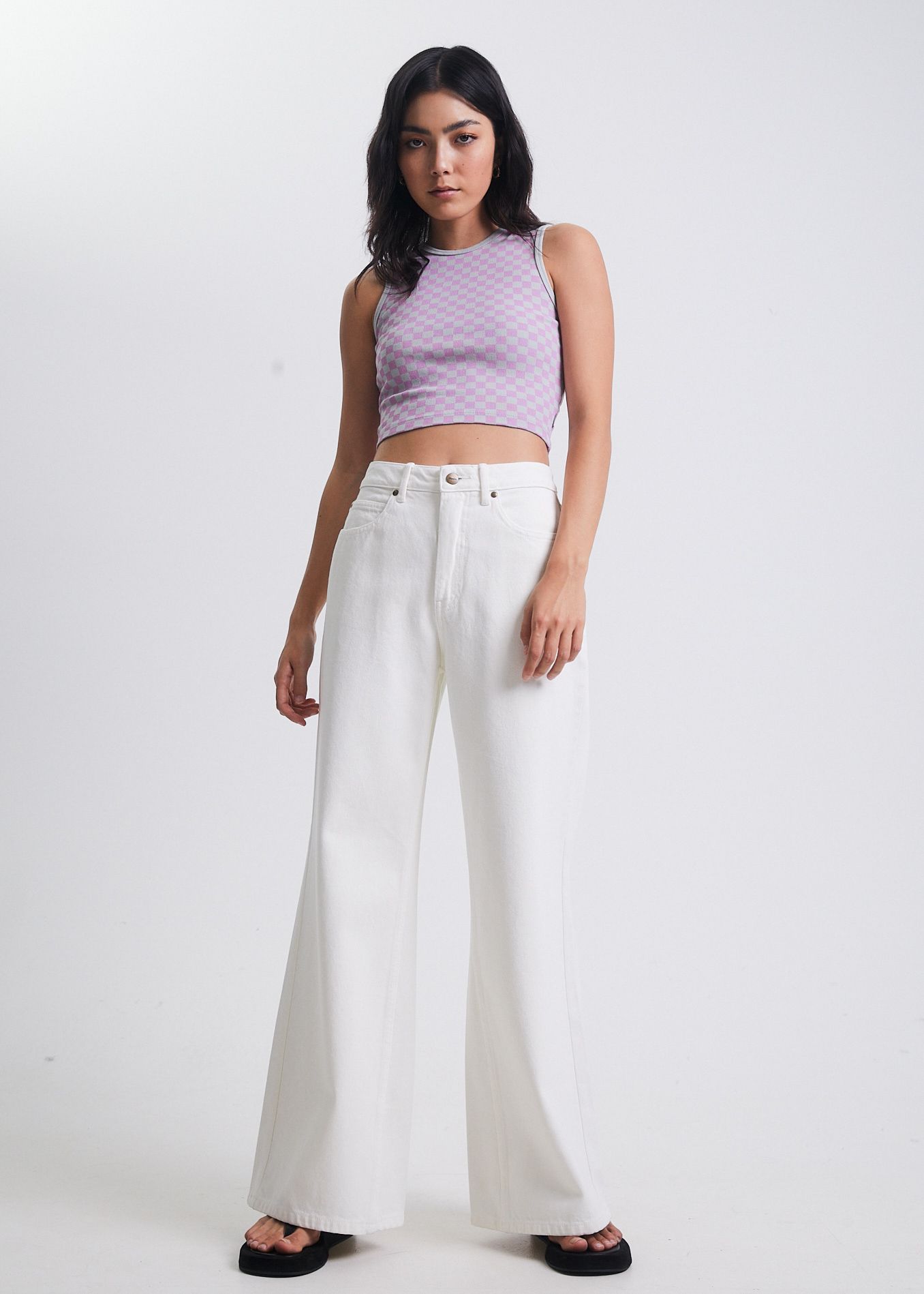 Afends Carlo   - Recycled Check Ribbed Tank - Candy Check Candy check