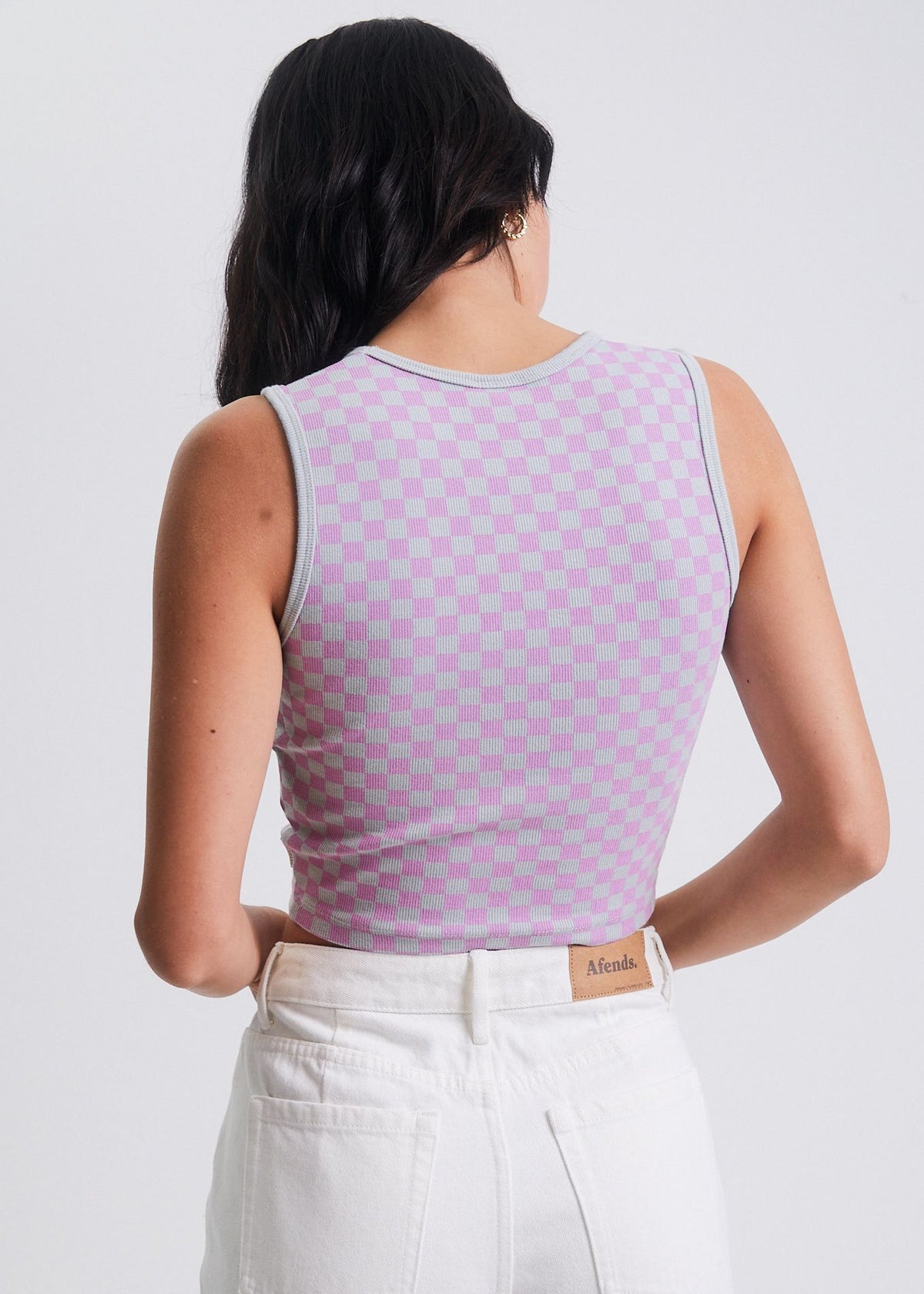 Afends Carlo   - Recycled Check Ribbed Tank - Candy Check Candy check