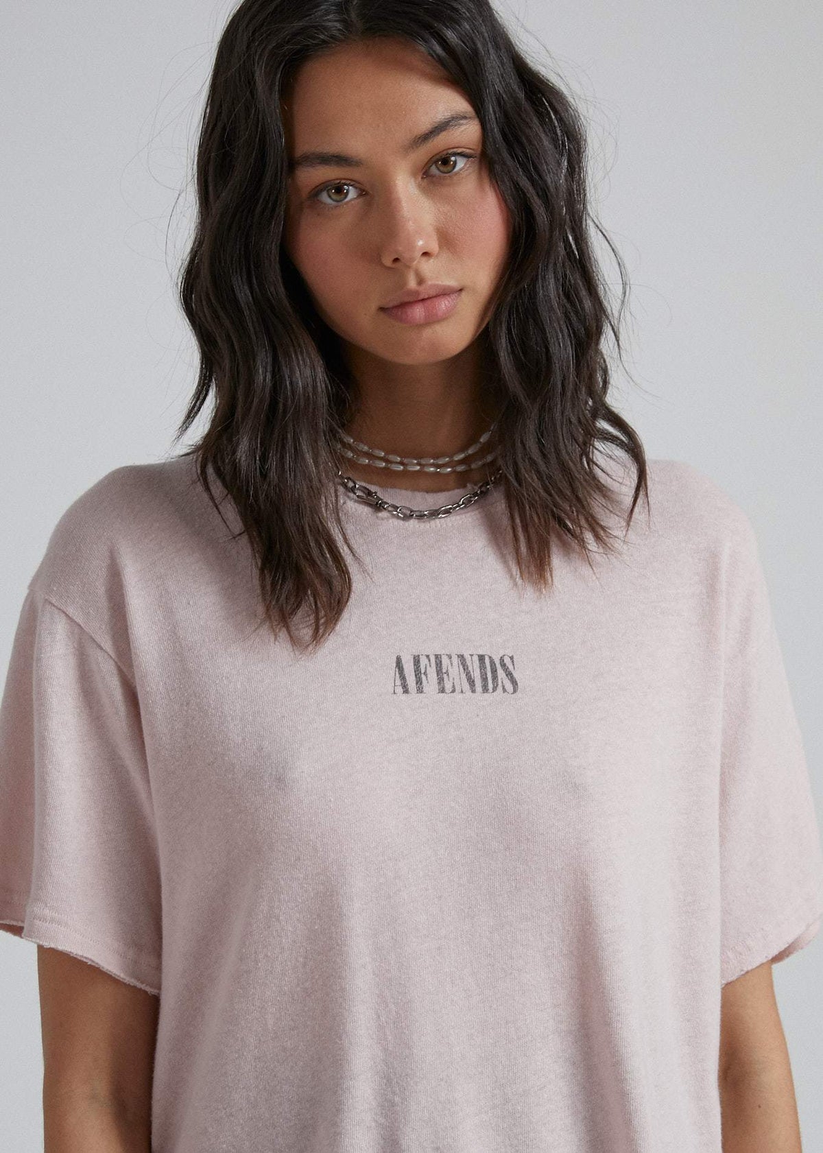 Afends Courtney Love  - Hemp Oversized Tee - Ash Pink Dip Dye Ash pink dip dye