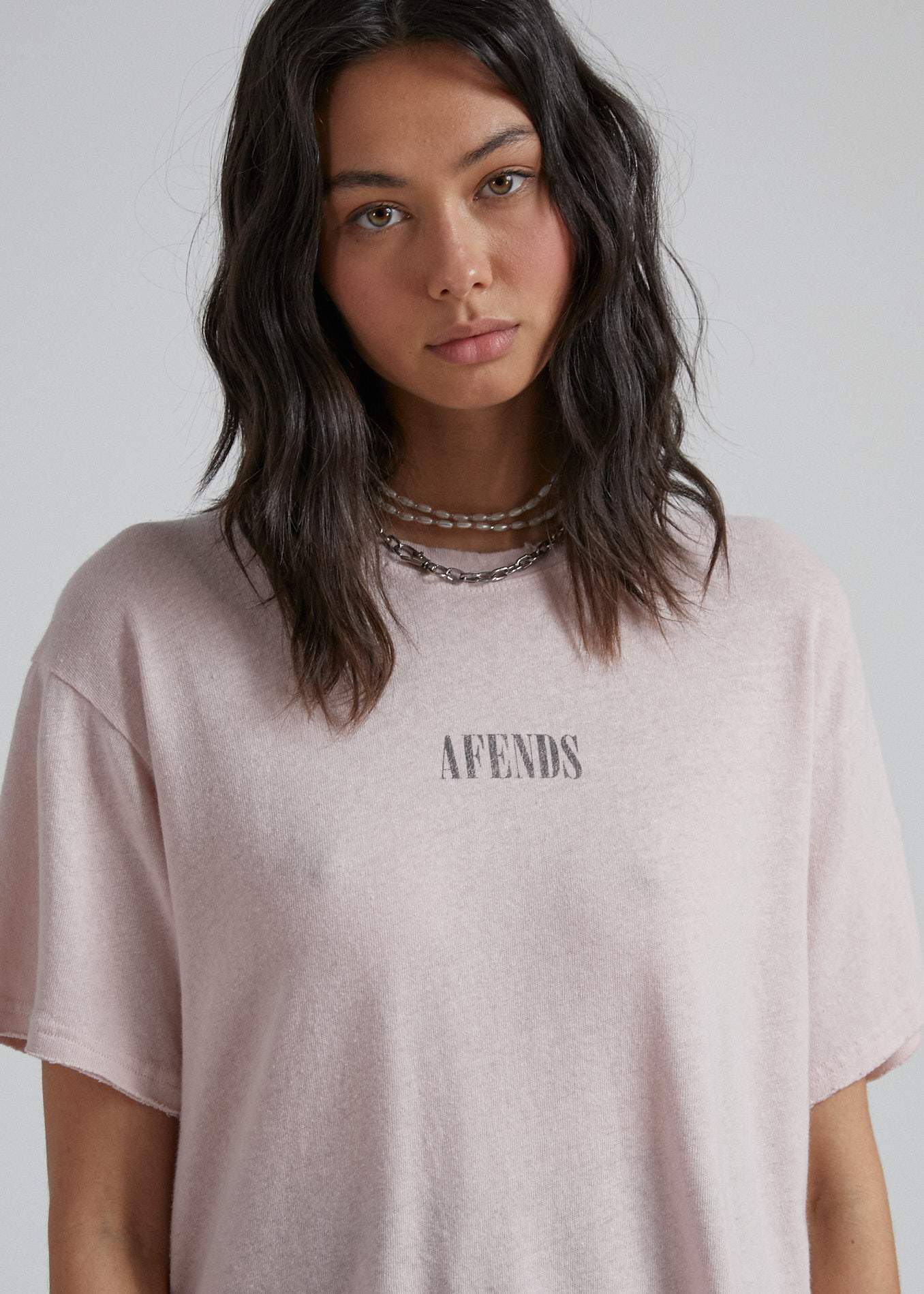 Afends Courtney Love  - Hemp Oversized Tee - Ash Pink Dip Dye Ash pink dip dye