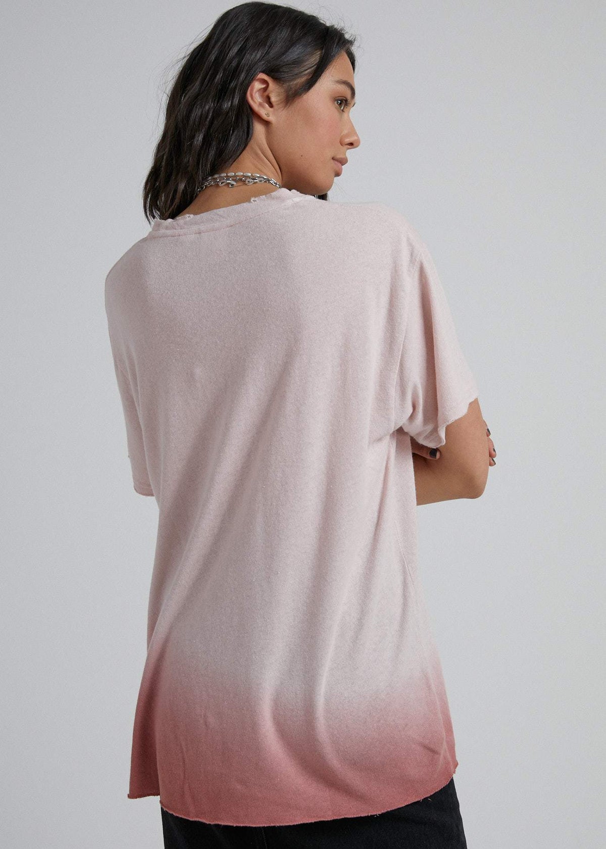 Afends Courtney Love  - Hemp Oversized Tee - Ash Pink Dip Dye Ash pink dip dye