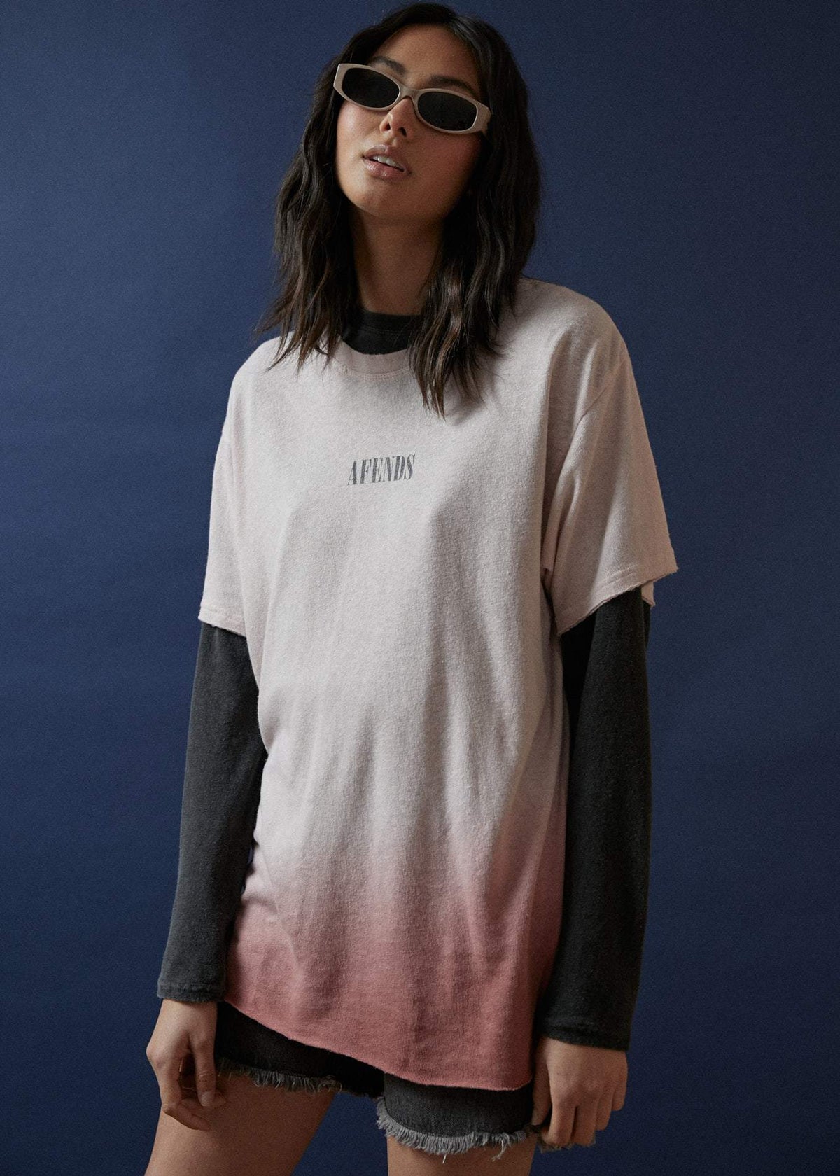 Afends Courtney Love  - Hemp Oversized Tee - Ash Pink Dip Dye Ash pink dip dye