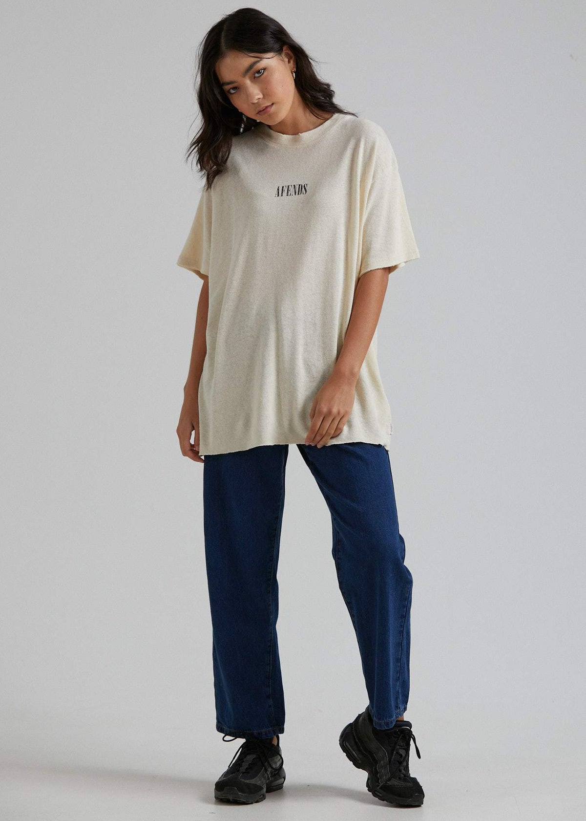 Afends Courtney Love  - Hemp Oversized Tee - Ash Pink Dip Dye Cream